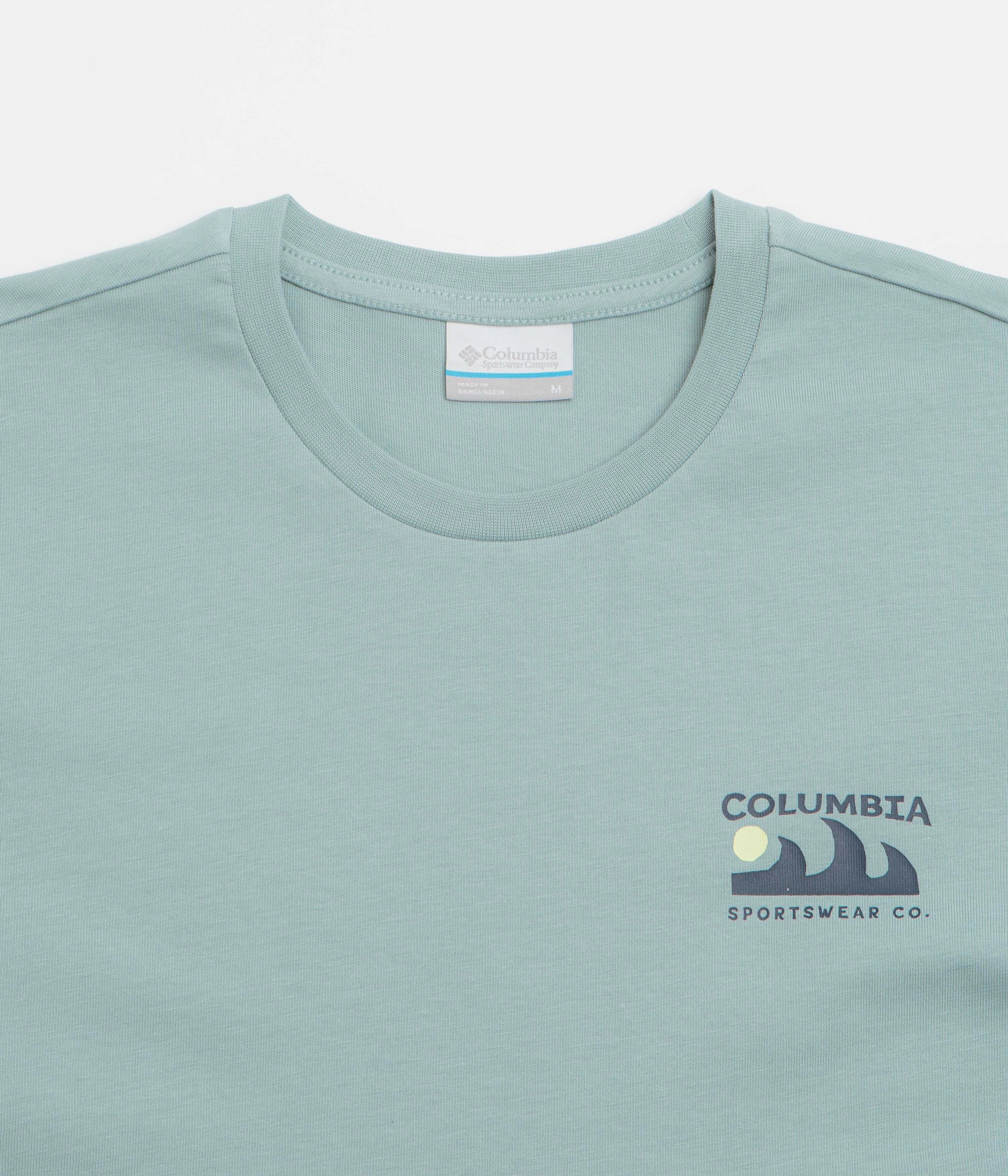 Casual and cool Reinforced Shoulders Columbia Explorers Canyon Back T-Shirt - Crushed Blue / Peaks and Waves