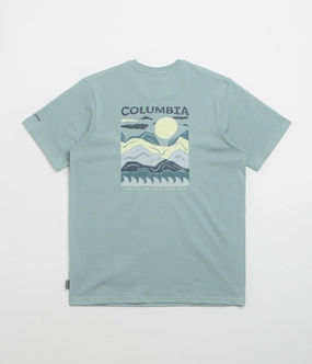 Columbia Explorers Canyon Back T-Shirt - Crushed Blue / Peaks and Waves Breathable Style