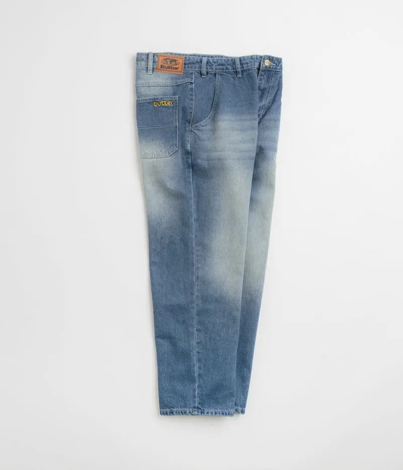 Butter Goods Alpine Jeans - Distressed Faded Blue Workwear Double Layered Hem