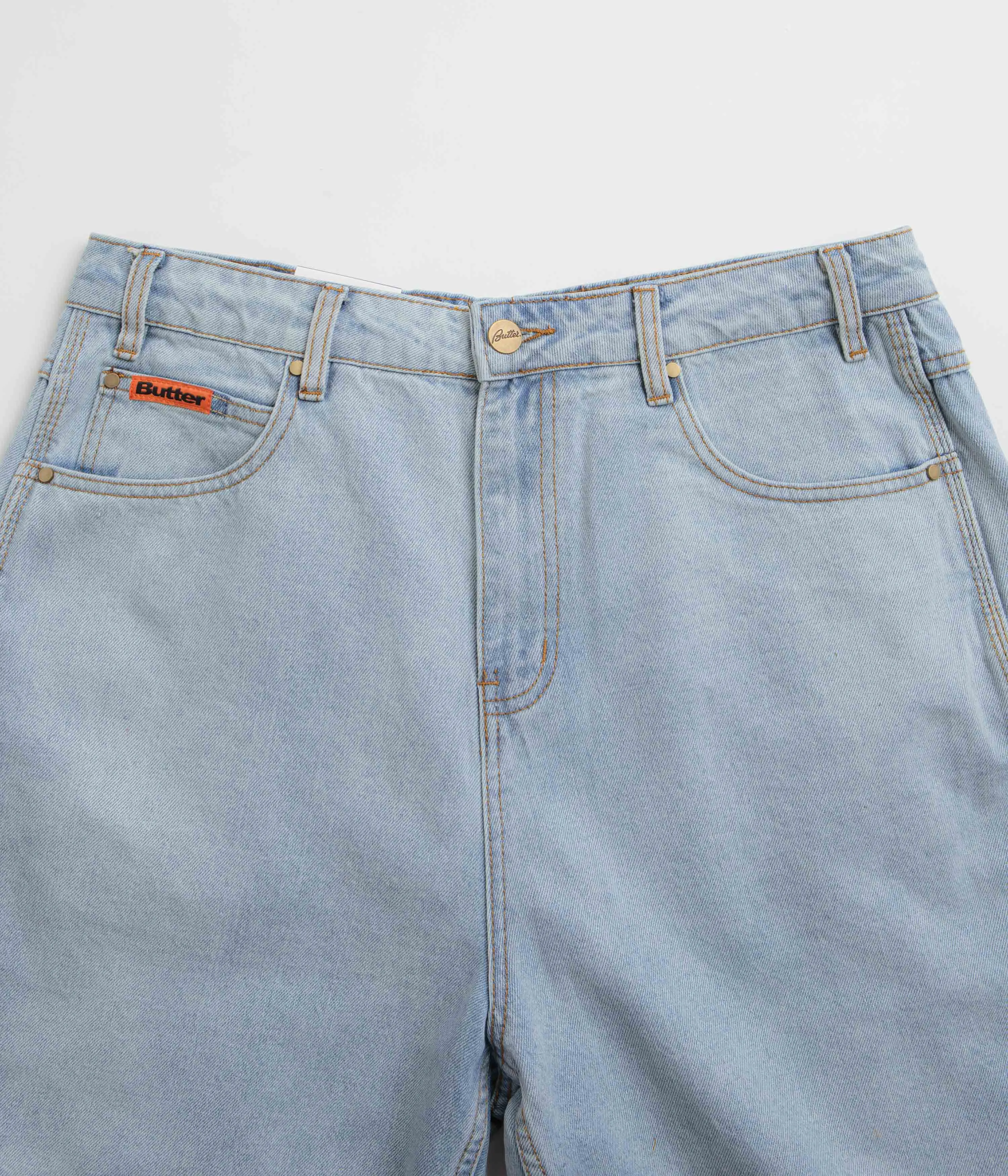 Moisture Wicking Material Butter Goods Baggy Denim Shorts - Light Blue