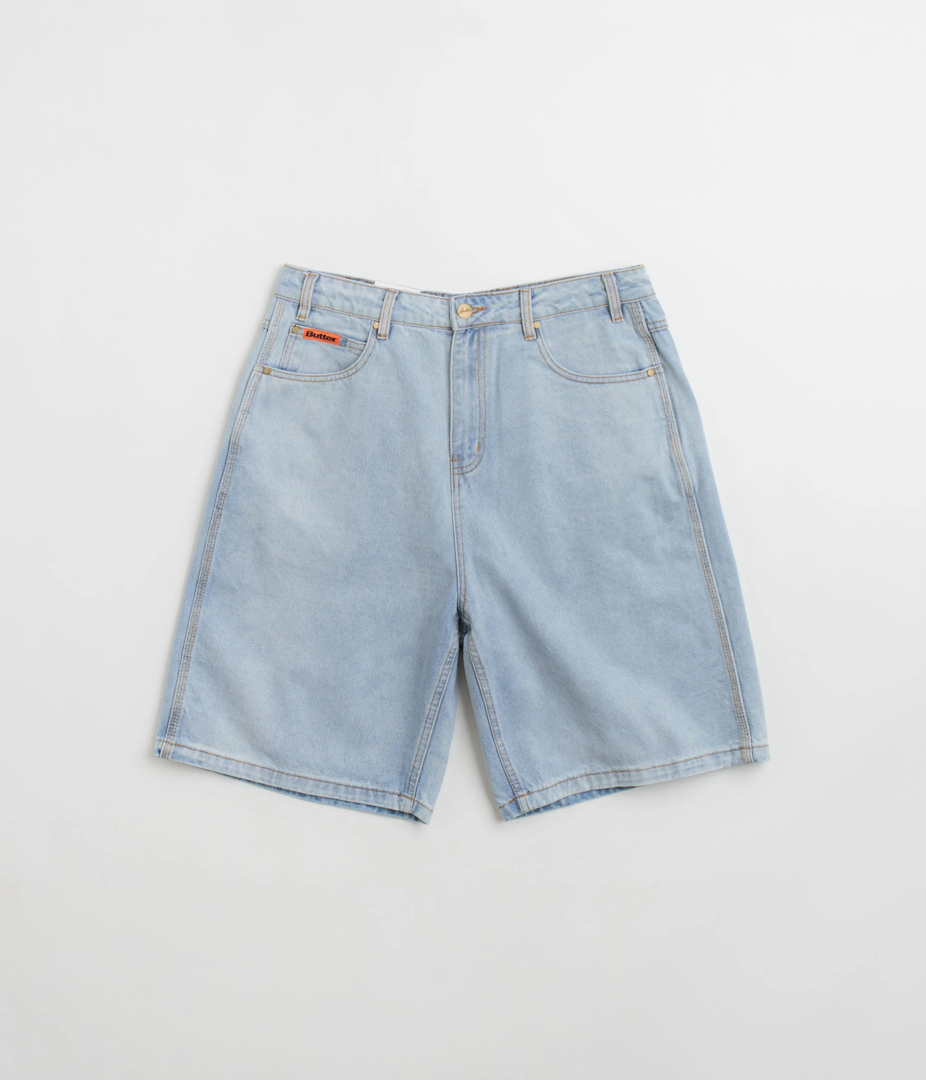 Compact Storage Pocket Butter Goods Baggy Denim Shorts - Light Blue