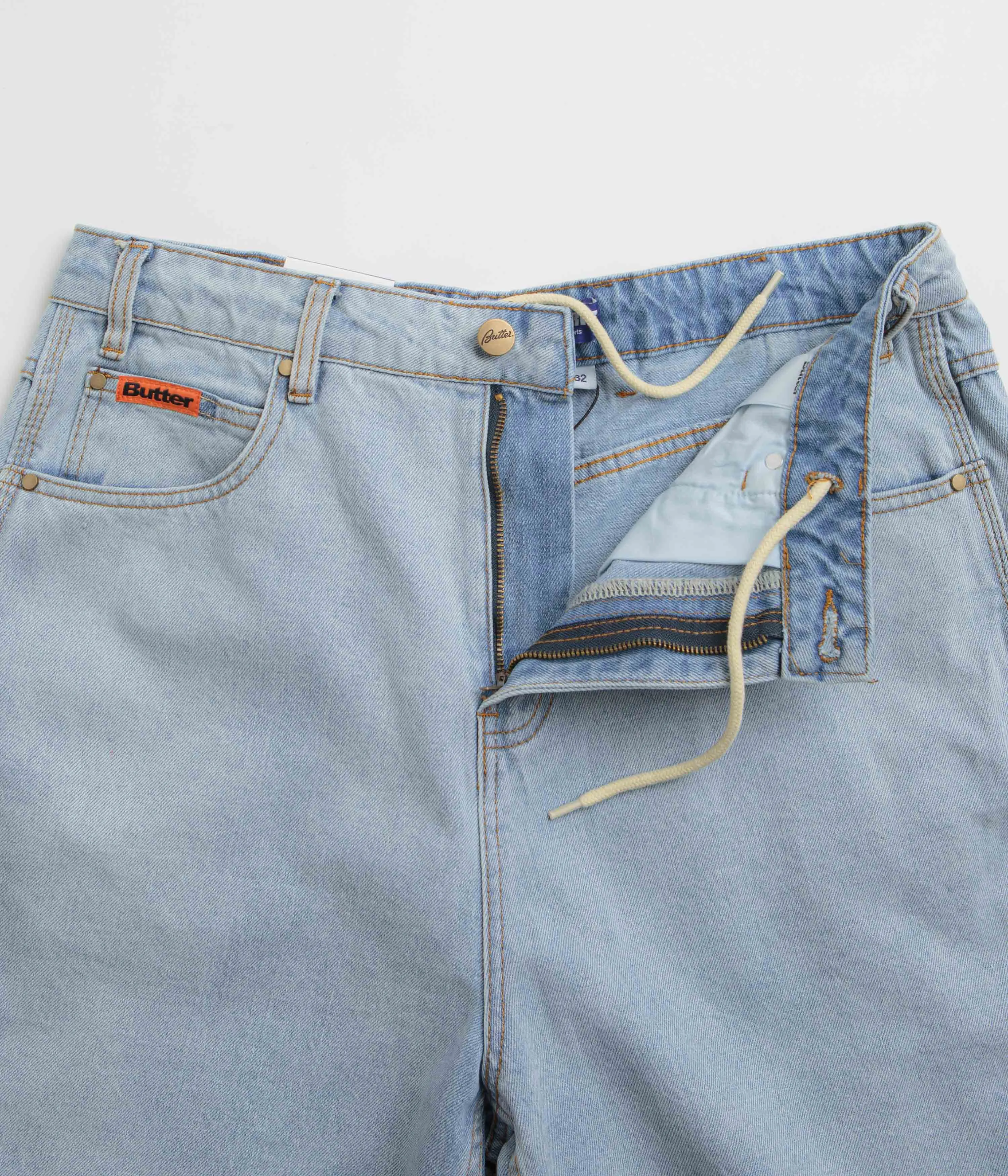 Butter Goods Baggy Denim Shorts - Light Blue Quick Evaporation Fabric