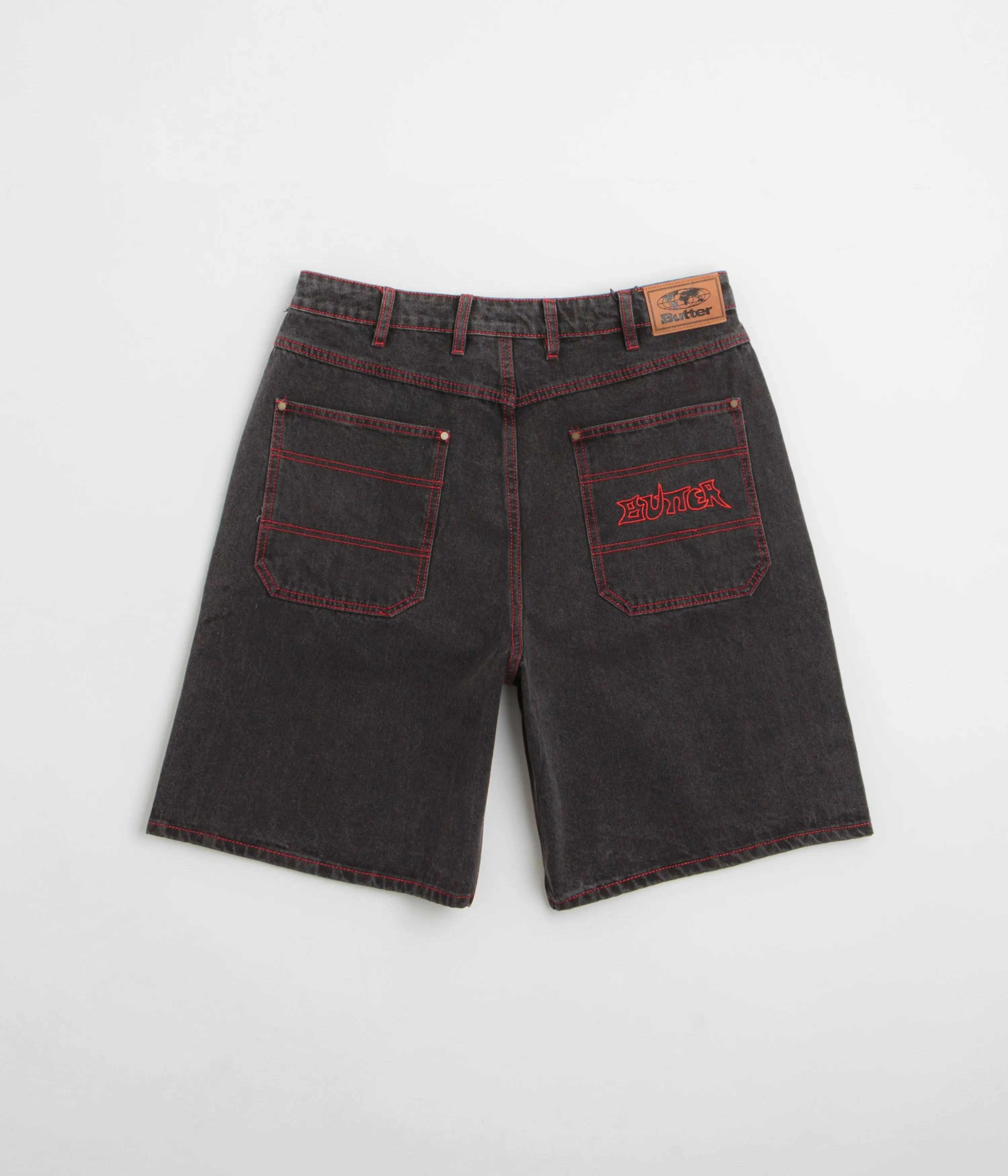 Hypoallergenic Lining Non Restrictive Fit Butter Goods Encounter Denim Shorts - Tinted Washed Black