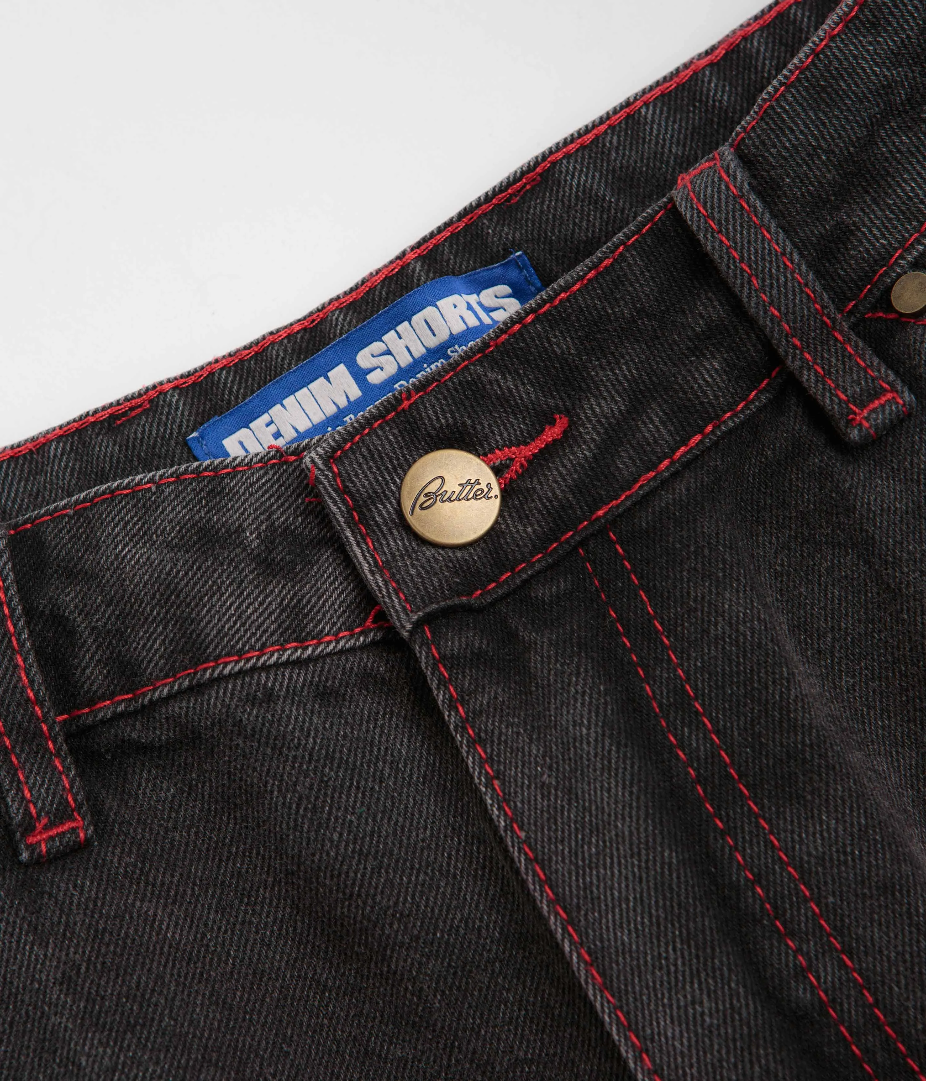 stain - resistant DoubleLayeredKnees Butter Goods Encounter Denim Shorts - Tinted Washed Black