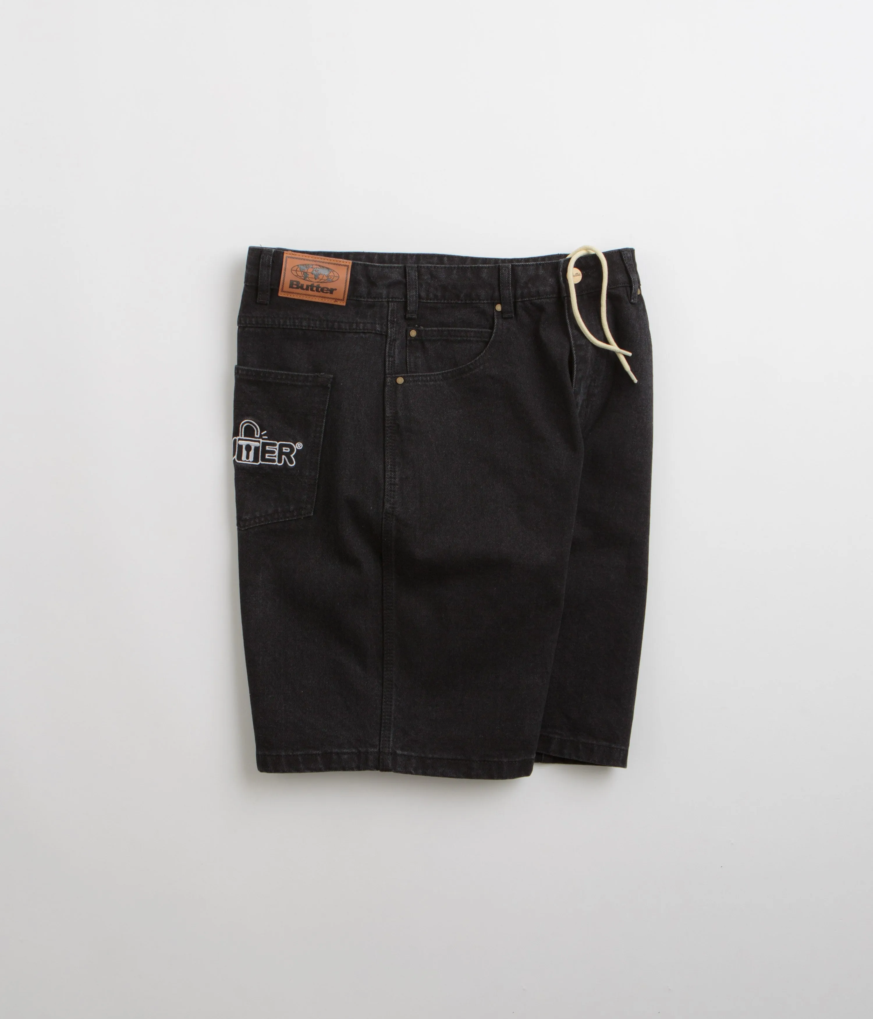 Butter Goods Lock Denim Shorts - Flat Black Tailored Cut AntiStaticCoating