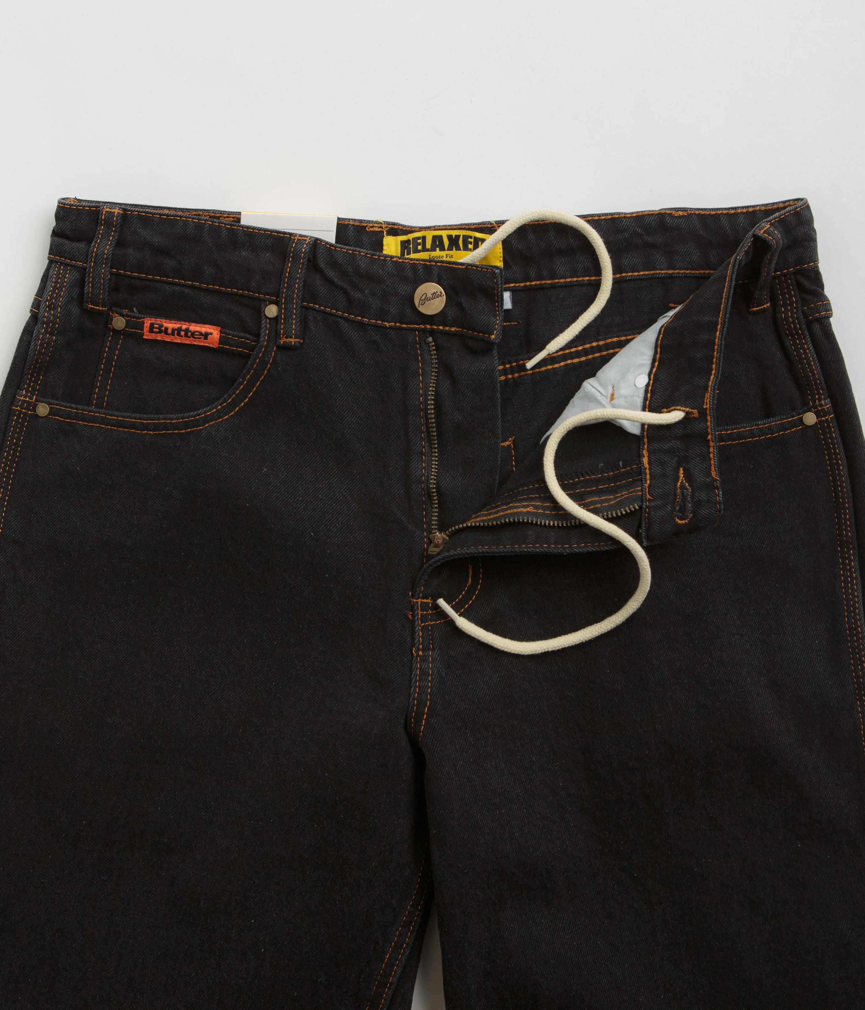 slim fit Common look Butter Goods Relaxed Jeans - Washed Black / Black