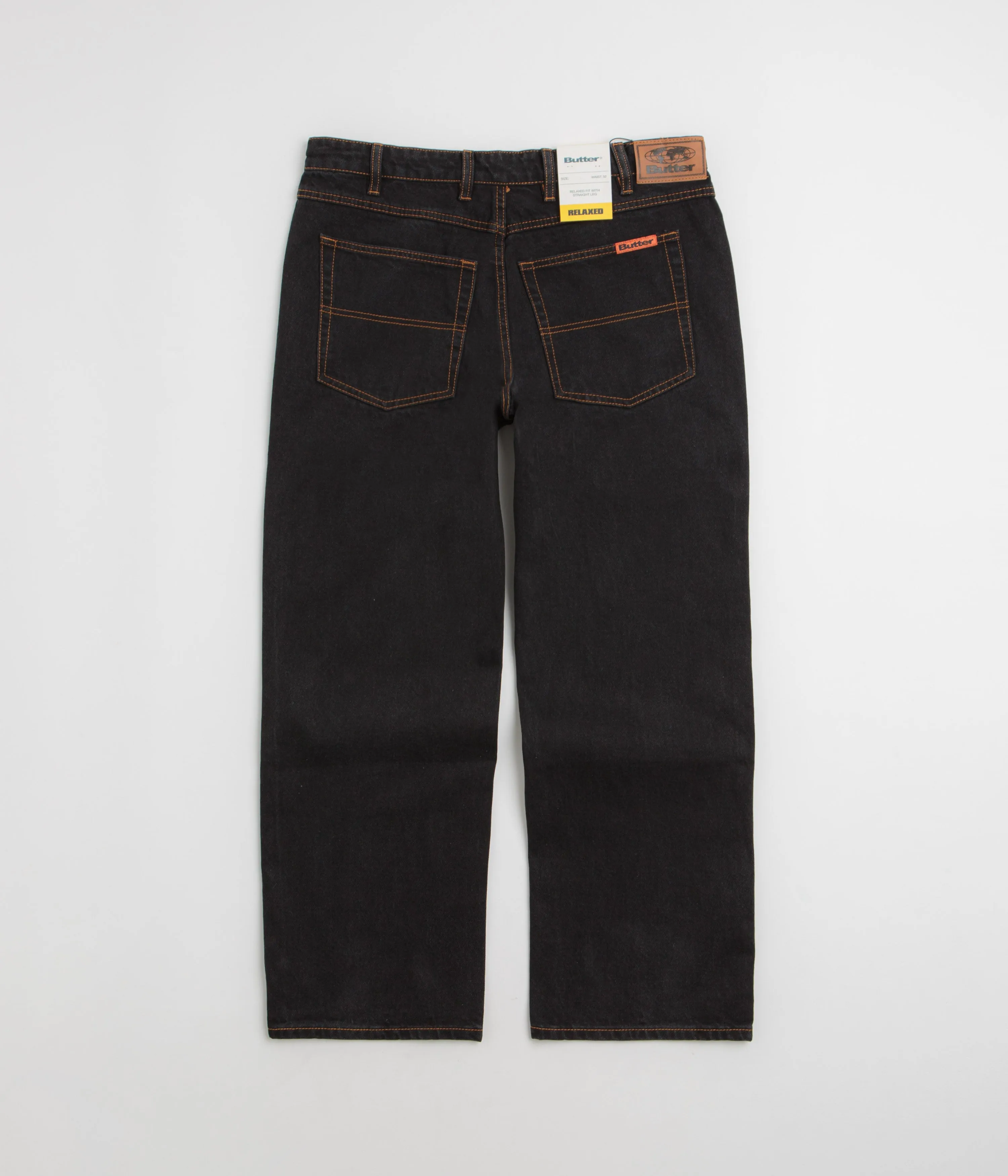 Flat Lock Stitching Outerwear Friendly Butter Goods Relaxed Jeans - Washed Black / Black