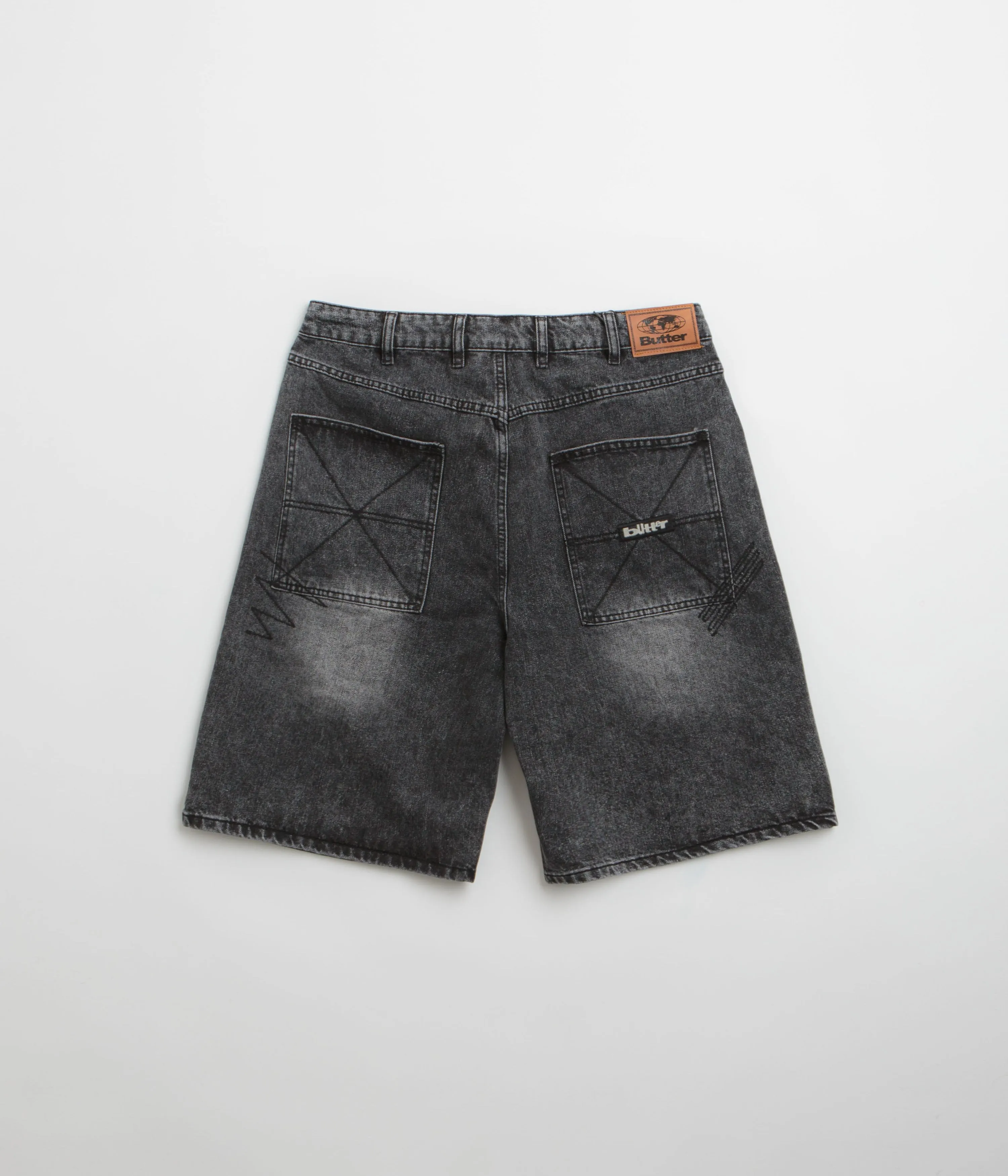 Butter Goods Stitch Denim Shorts - Distressed Grey homecoming Minimal Finish