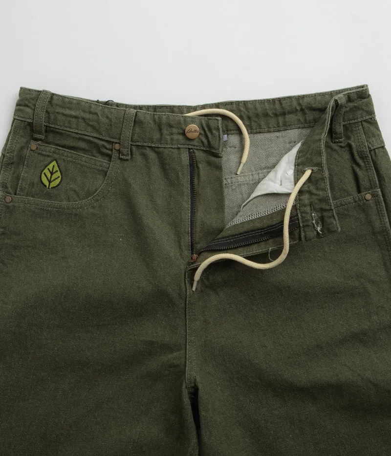 Non slip grip Comfort Cushion Butter Goods Weathergear Denim Shorts - Faded Army