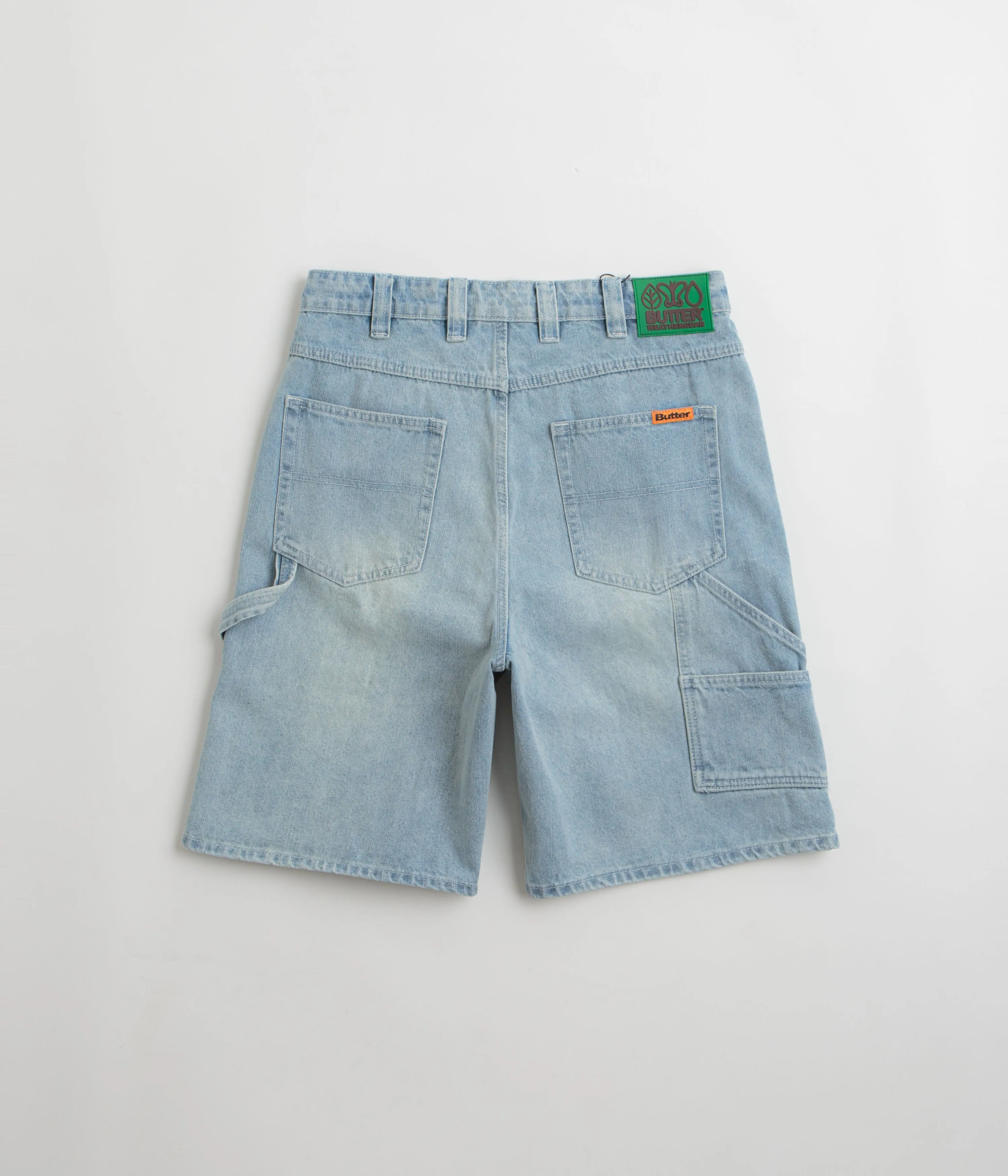 raincoat Stretchy Waist Butter Goods Weathergear Denim Shorts - Faded Blue