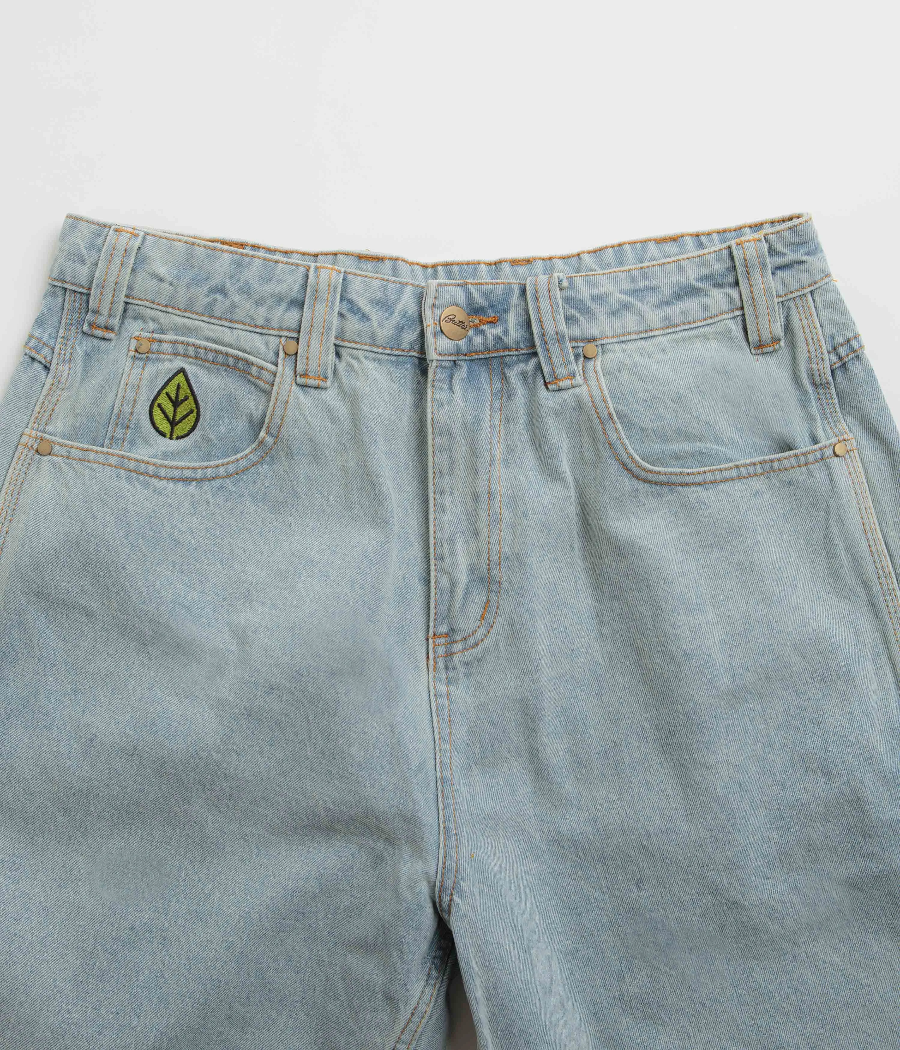 Sweat Wicking Fabric Butter Goods Weathergear Denim Shorts - Faded Light Wash