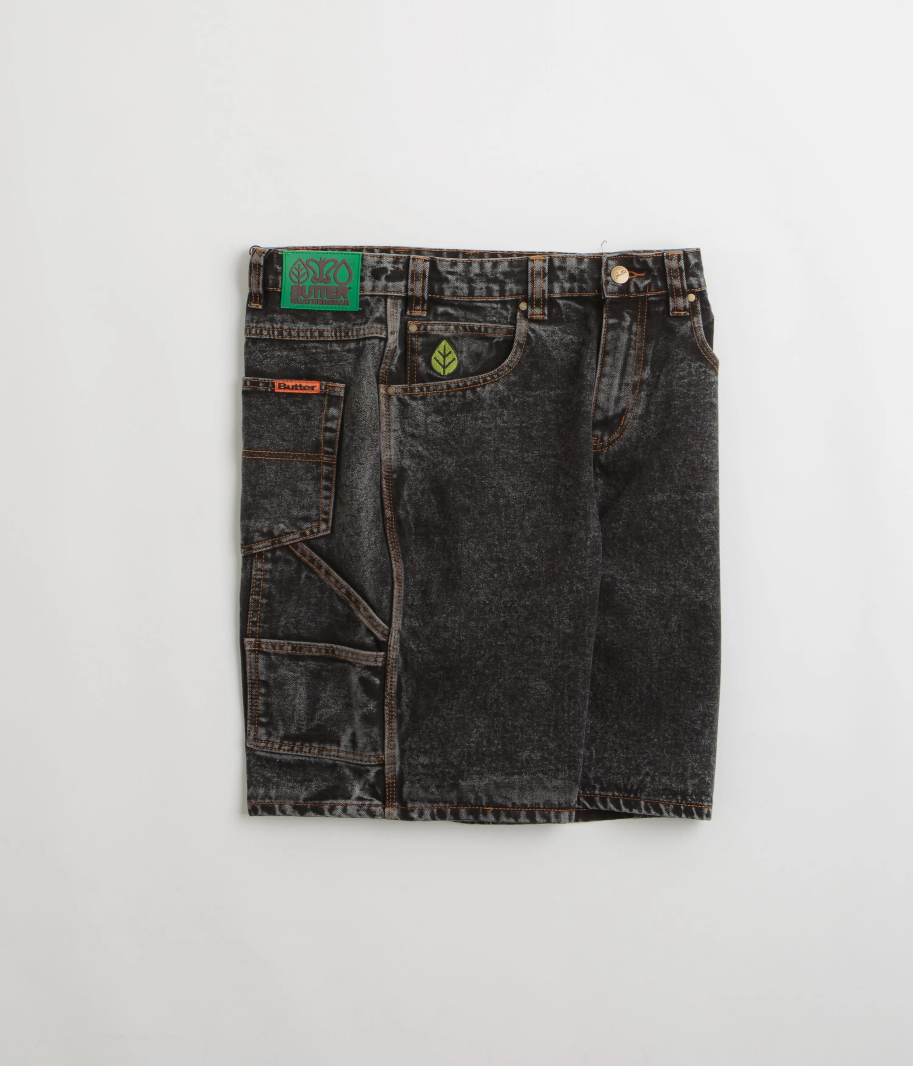 Butter Goods Weathergear Denim Shorts - Gunmetal Flatlock Seam Technology Exclusive Design