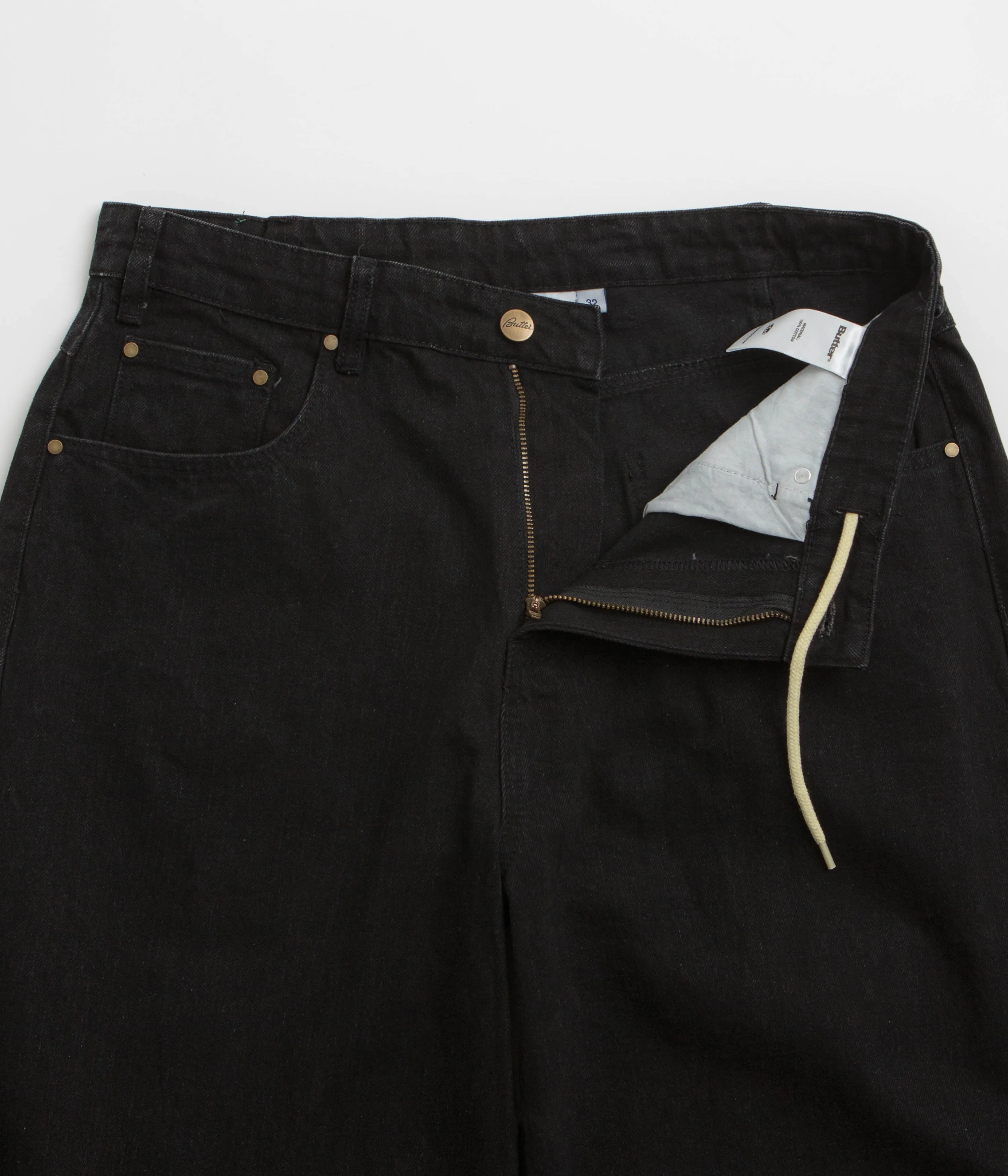 Butter Goods Wide Cut Jeans - Dark Washed Black City Life Style Brushed Interior