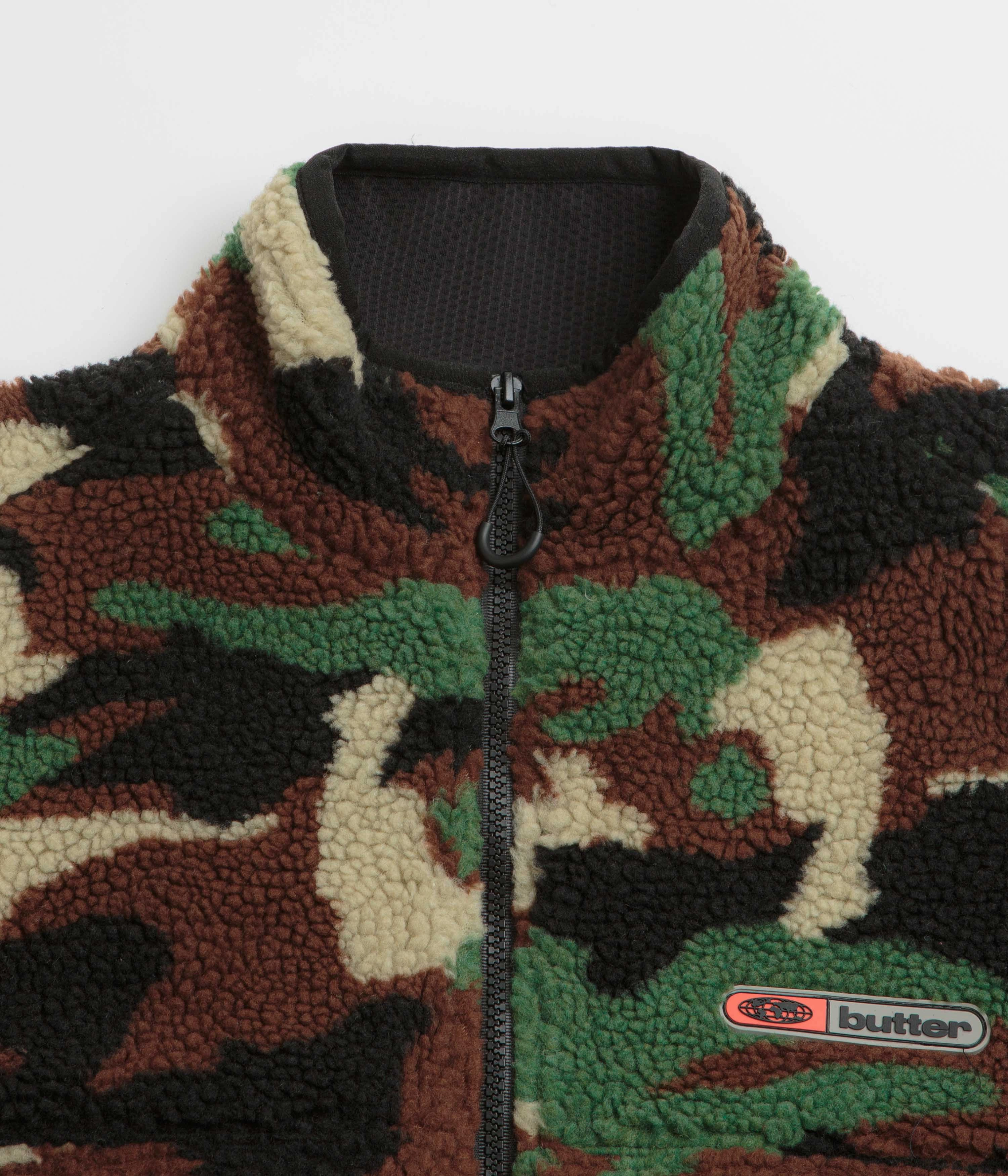 Bonded seams Butter Goods Camo Sherpa Jacket - Forest Green