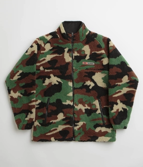 Acknowledge Clock Butter Goods Camo Sherpa Jacket - Forest Green
