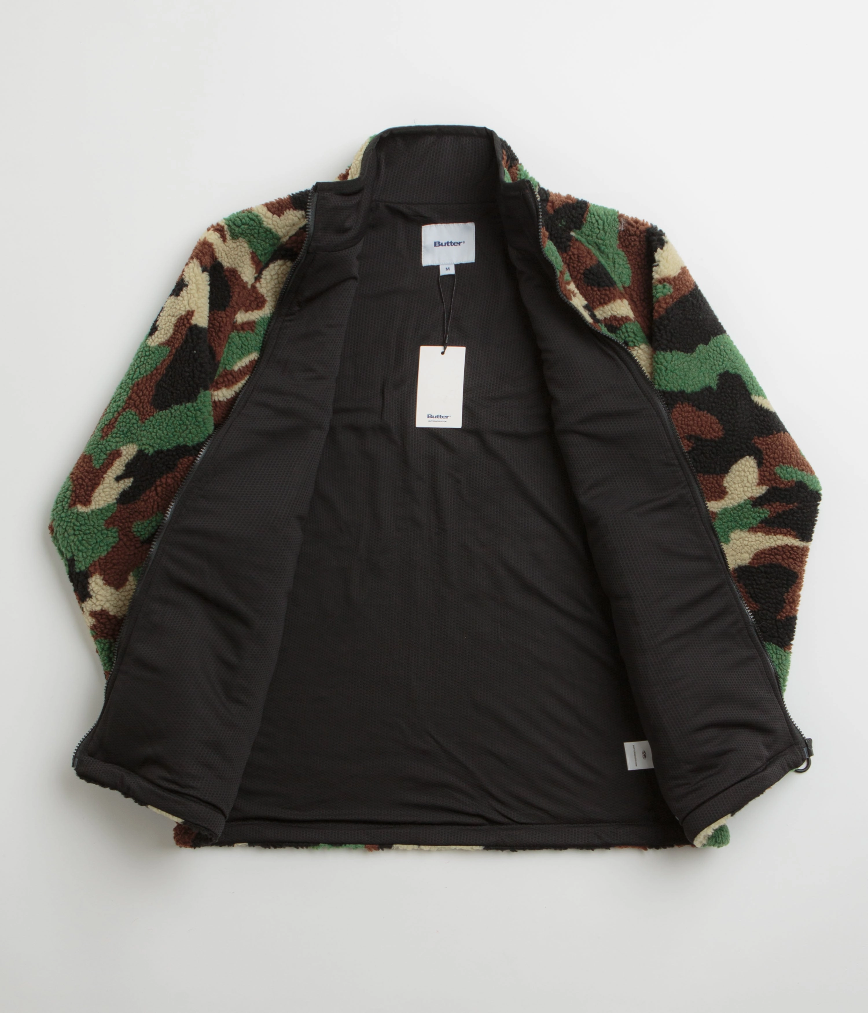 Butter Goods Camo Sherpa Jacket - Forest Green Culture Tech Style