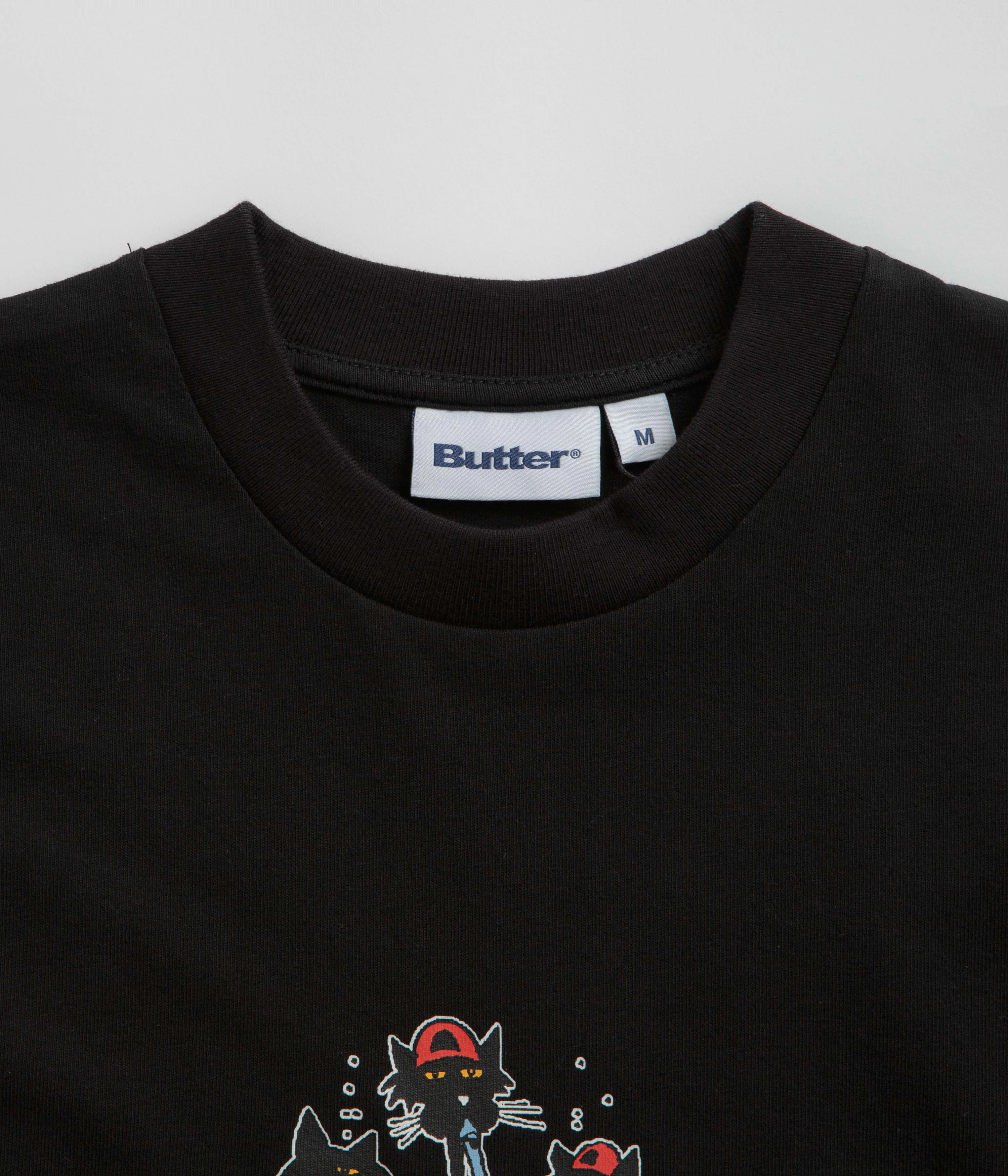 BreathableMeshLining Casual Fashion Butter Goods Cats T-Shirt - Black