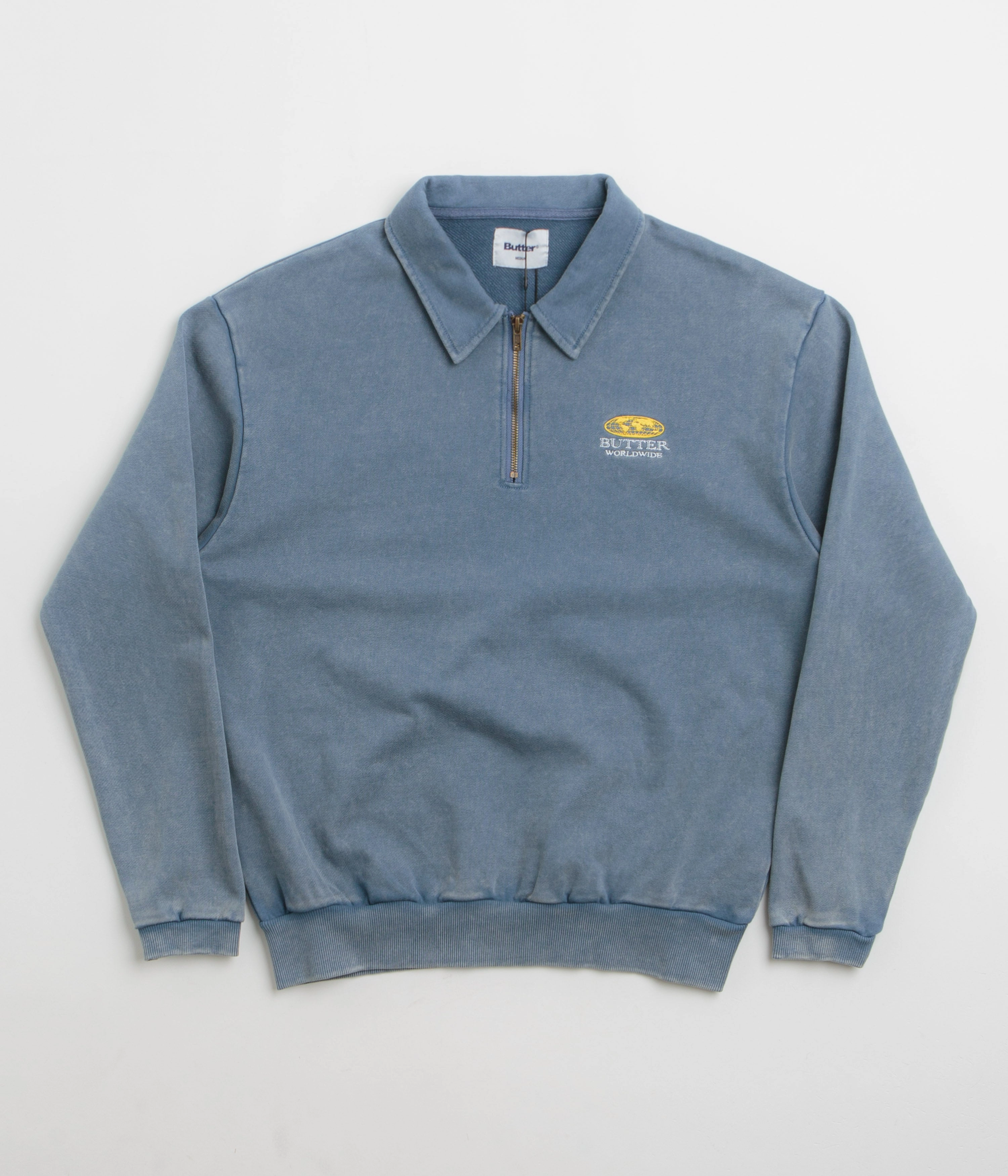 Butter Goods Corp 1/4 Zip Sweatshirt - Navy Backpacking Essential product geometric precision