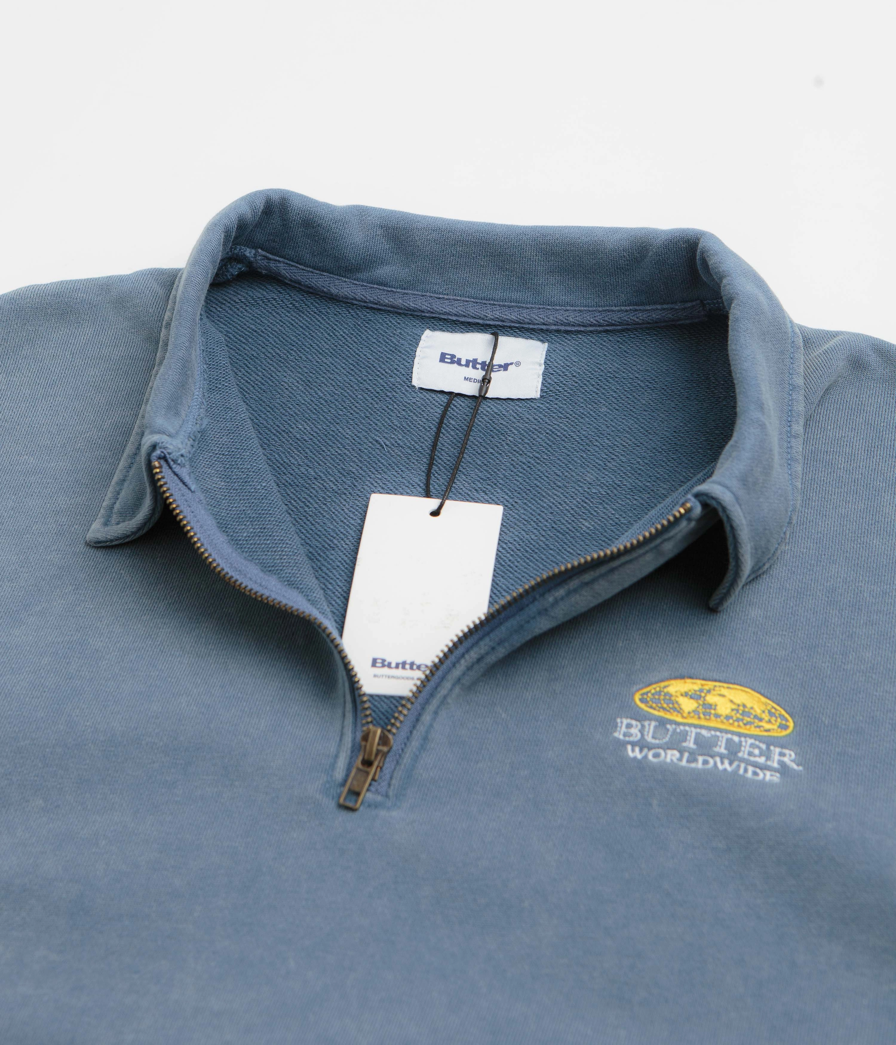 Butter Goods Corp 1/4 Zip Sweatshirt - Navy Flannel