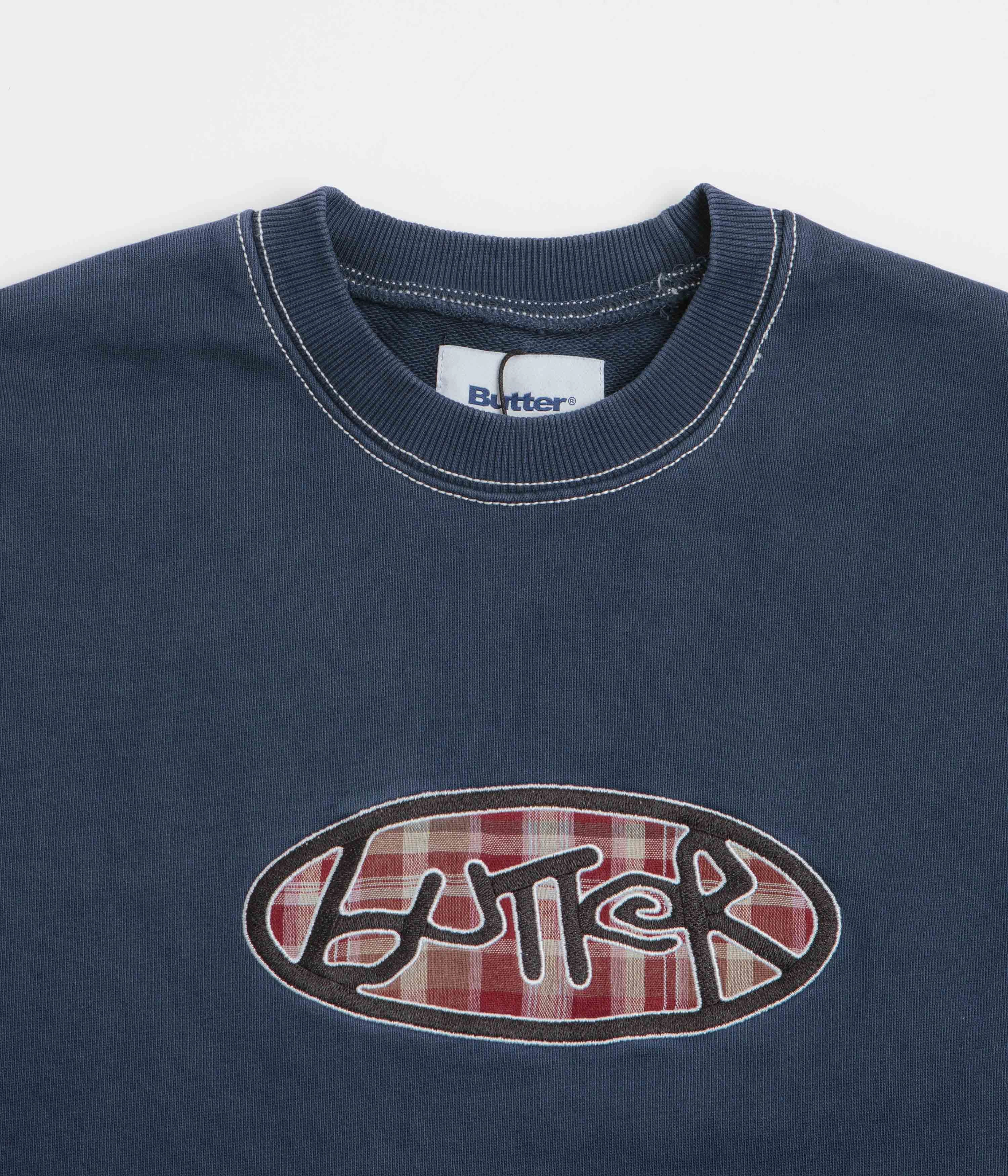 product anniversary charm Butter Goods Crust Crewneck Sweatshirt - Washed Navy