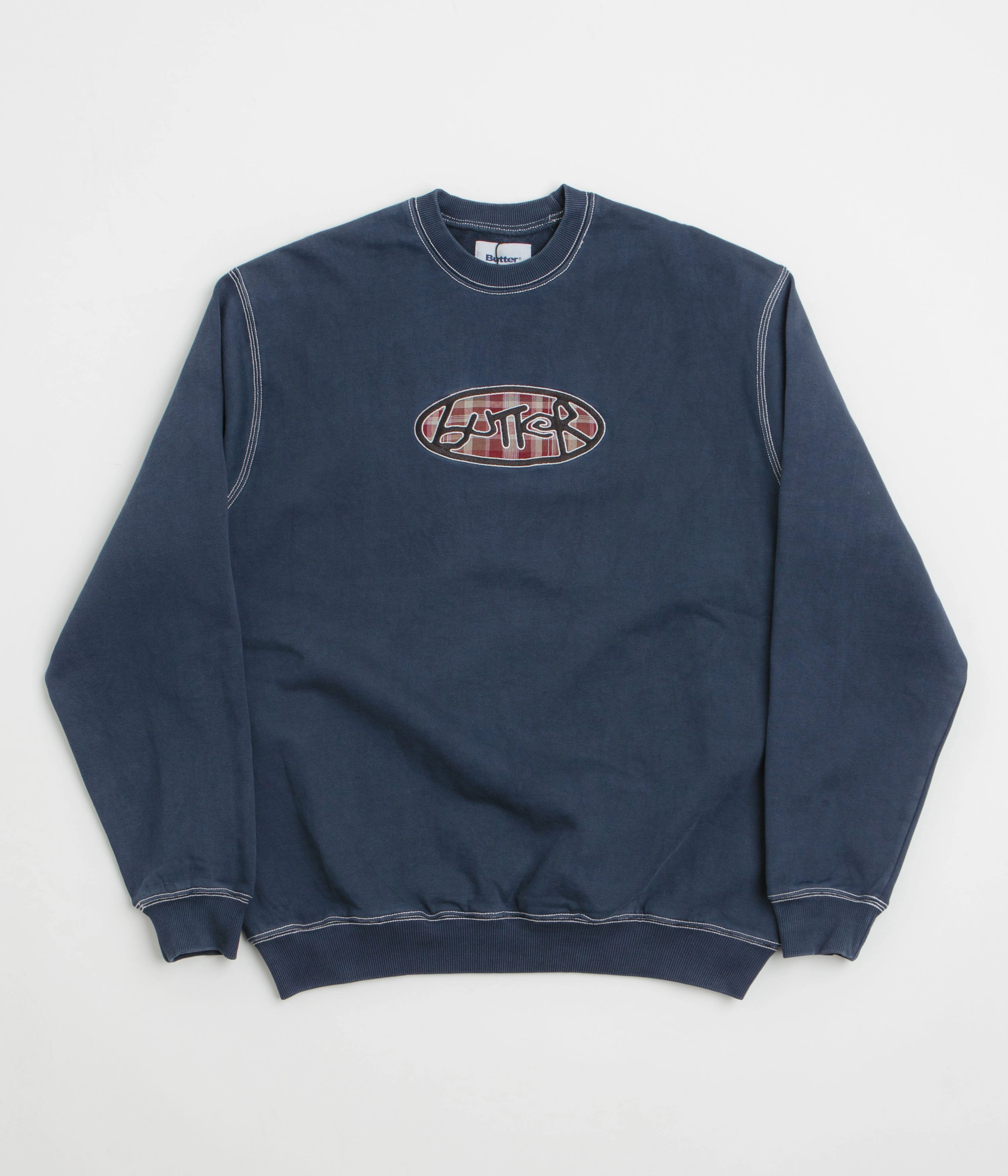 Butter Goods Crust Crewneck Sweatshirt - Washed Navy Cold Day Wear Breathable Material