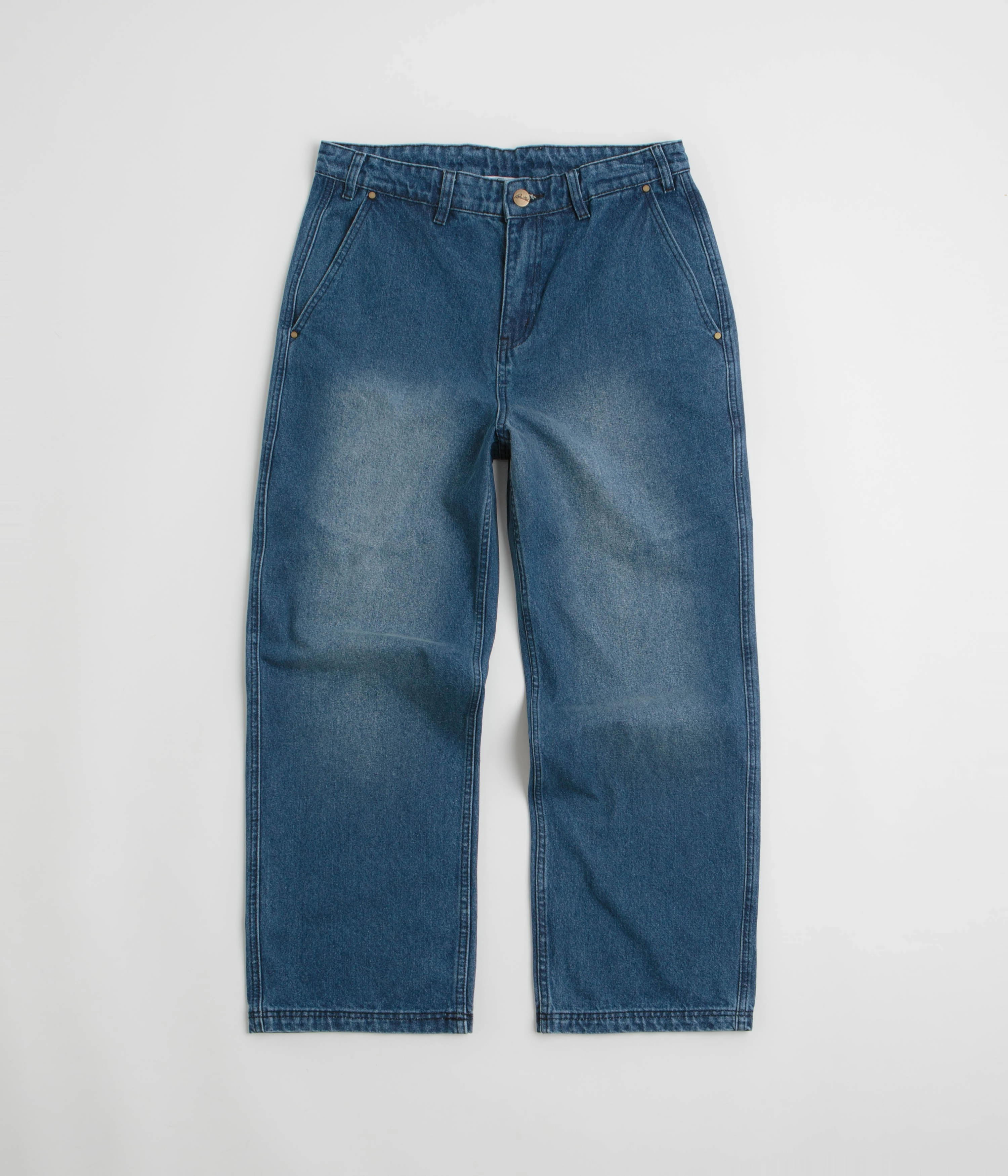 Seamless construction Butter Goods Denim Work Pants - Distressed Indigo