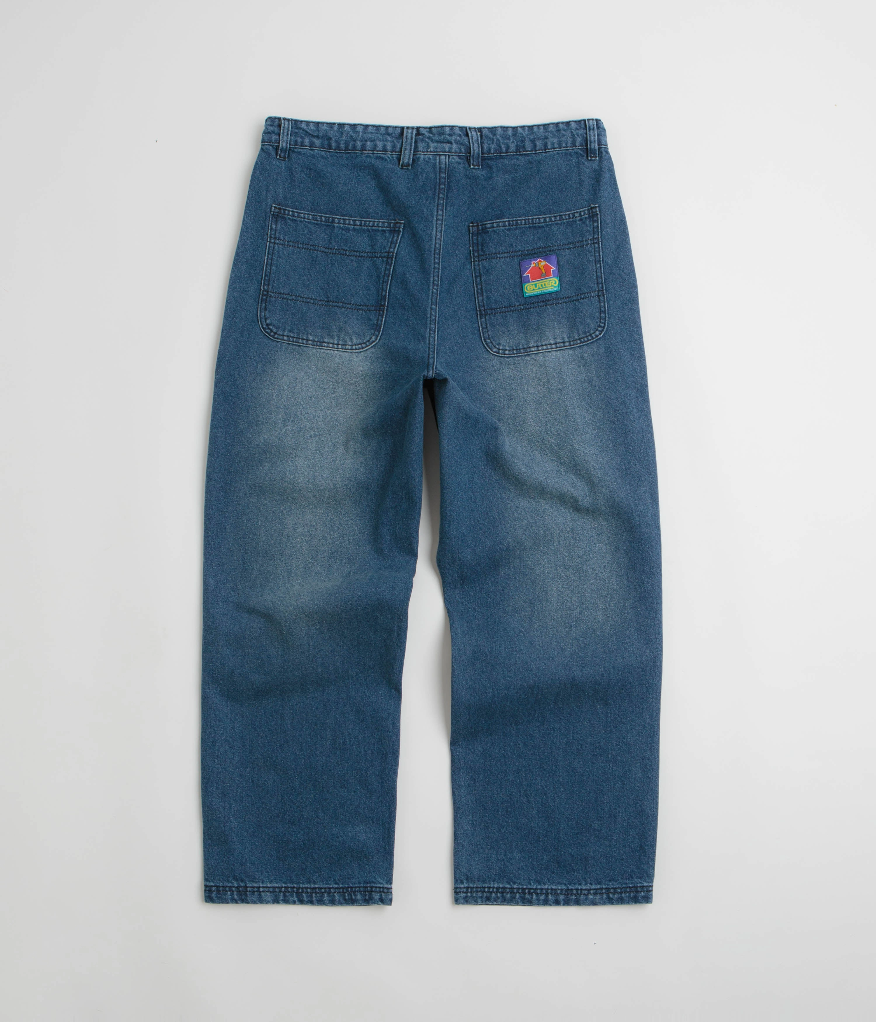 Roomy Fit All-day Comfort Butter Goods Denim Work Pants - Distressed Indigo