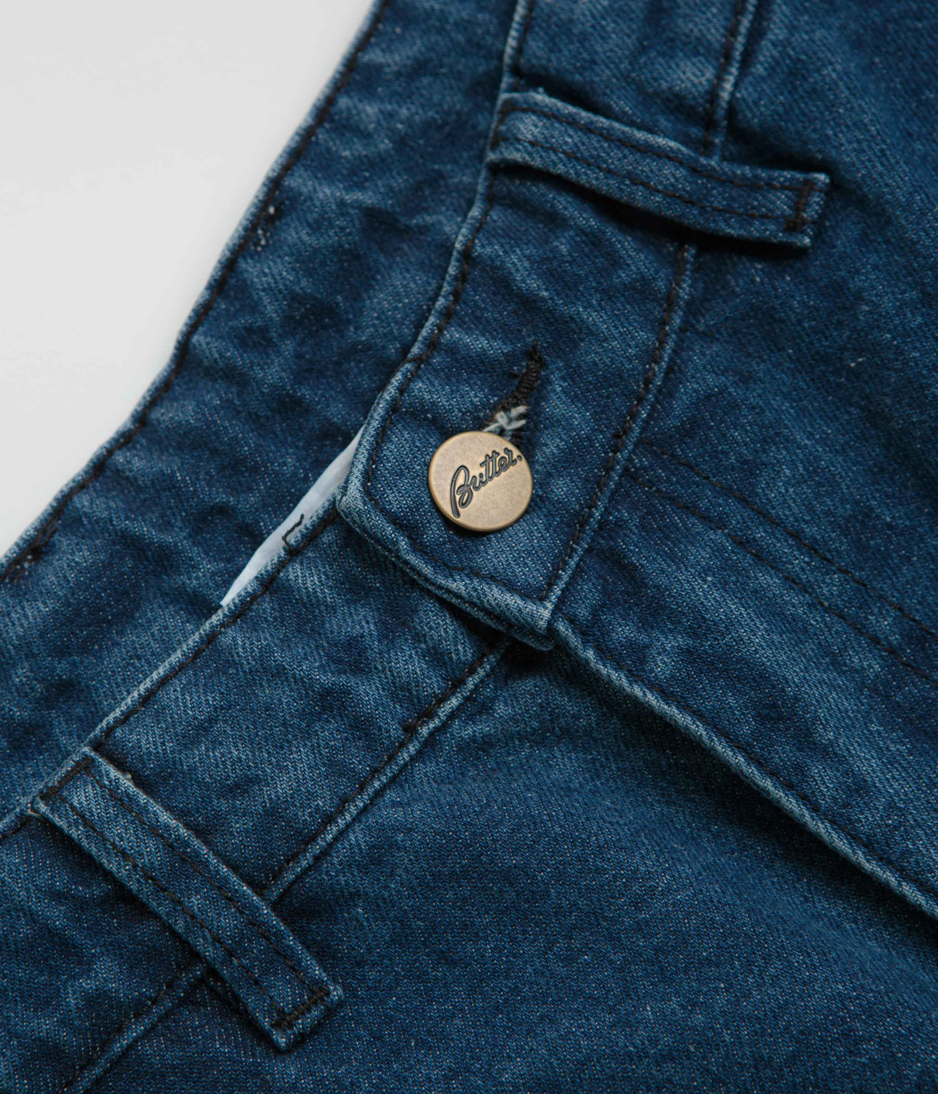 Butter Goods Denim Work Pants - Distressed Indigo Soft Feel