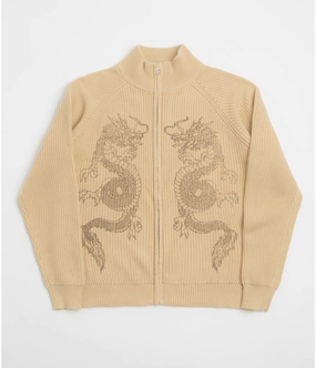 Butter Goods Dragon Zip-Thru Knit Sweatshirt - Sand Fashion Basics