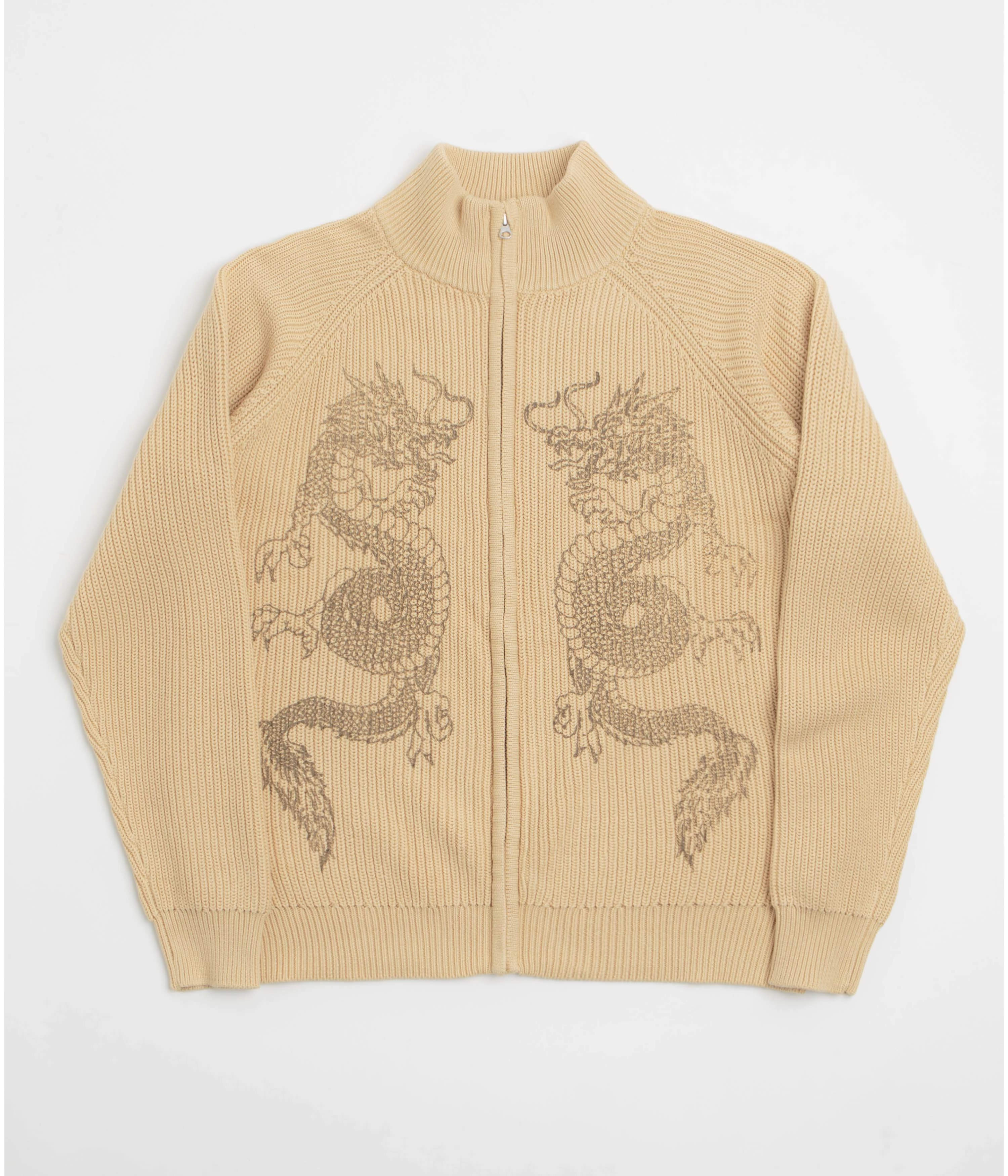 Butter Goods Dragon Zip-Thru Knit Sweatshirt - Sand Fashion Basics