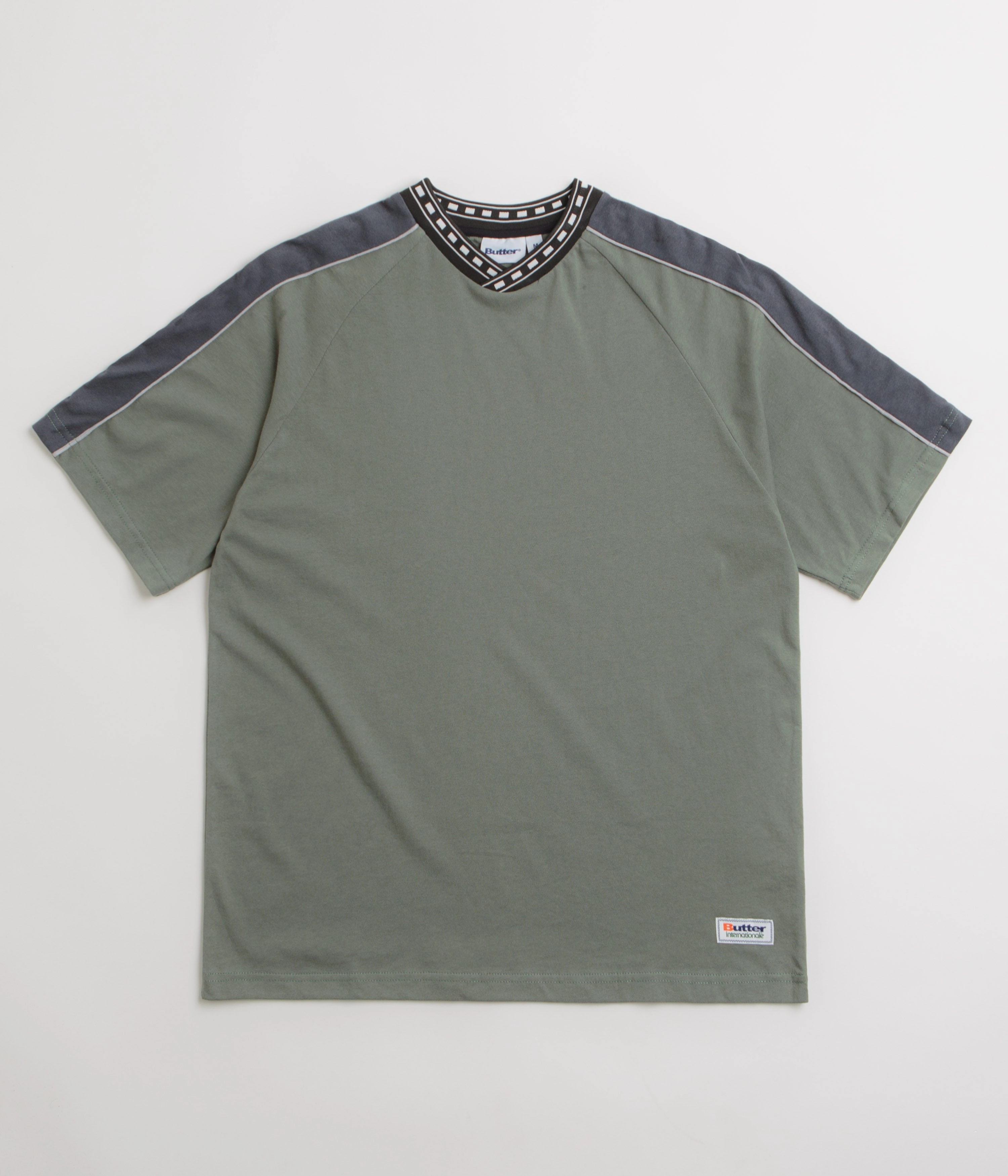 V neck Casual Comfort Fit Butter Goods Drift T-Shirt - Safari