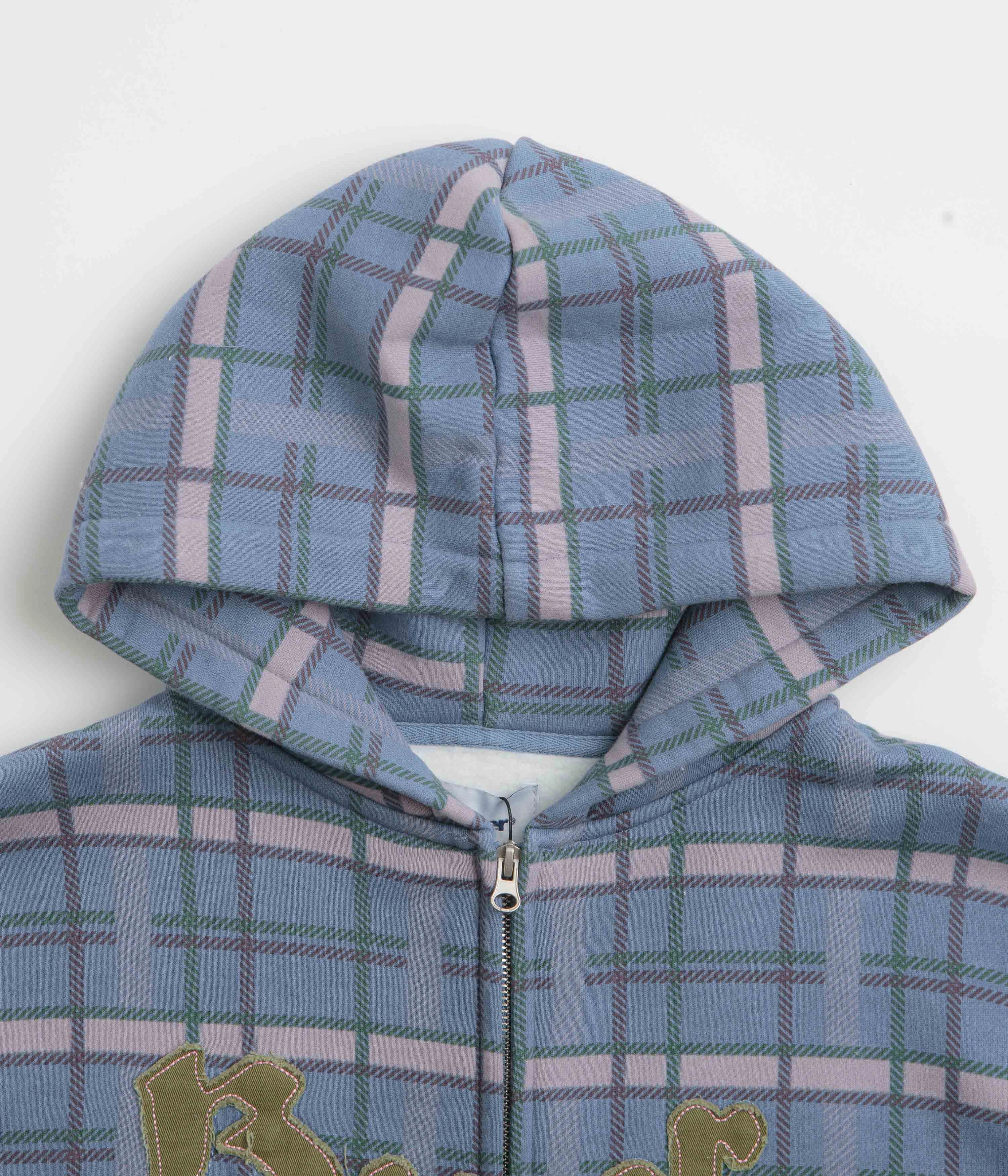 Butter Goods Edge Applique Zip-Thru Hoodie - Plaid Trendy Outfit Georgette details