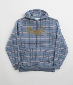 Beaded embellishments Coffee Shop Vibes Butter Goods Edge Applique Zip-Thru Hoodie - Plaid