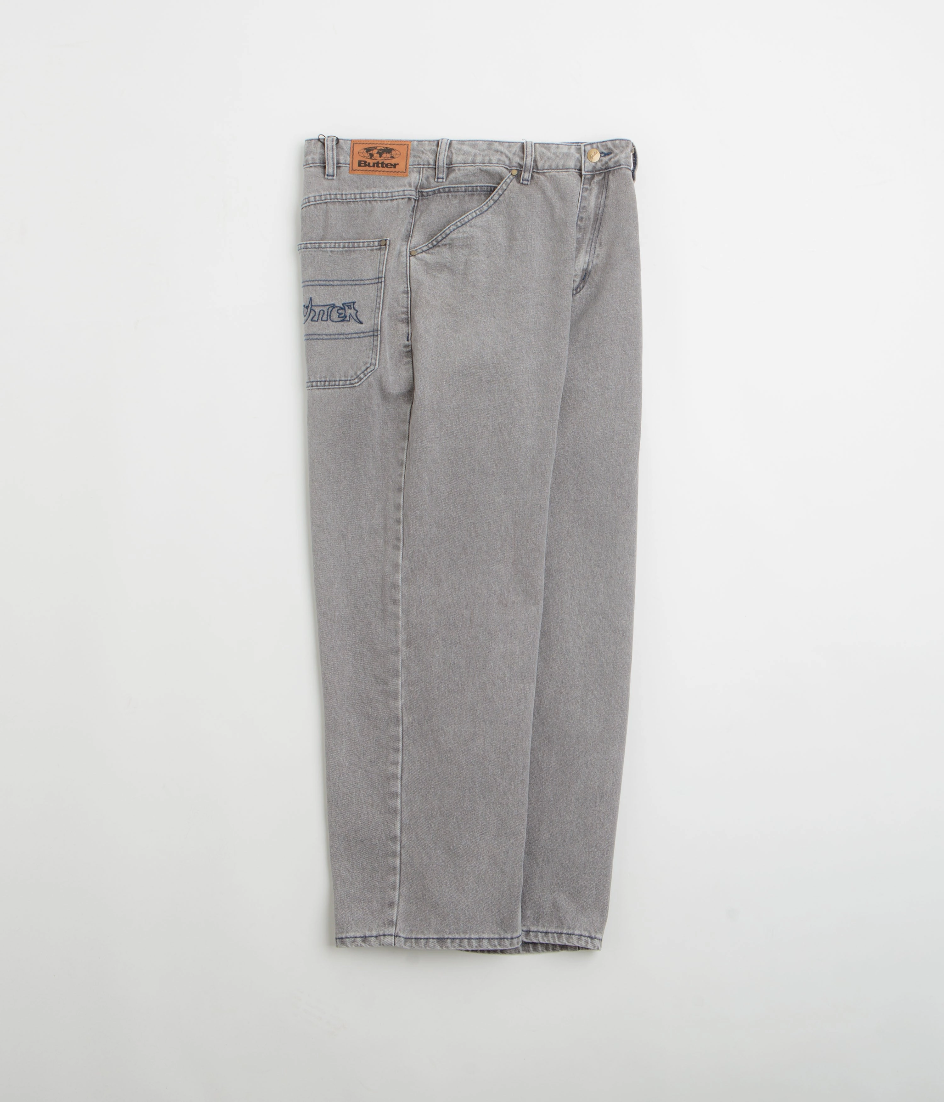 Butter Goods Encounter Jeans - Washed Soft Grey Reinforced Stitching Details Outdoor Enthusiast Sunny Vibes Teen Outfit