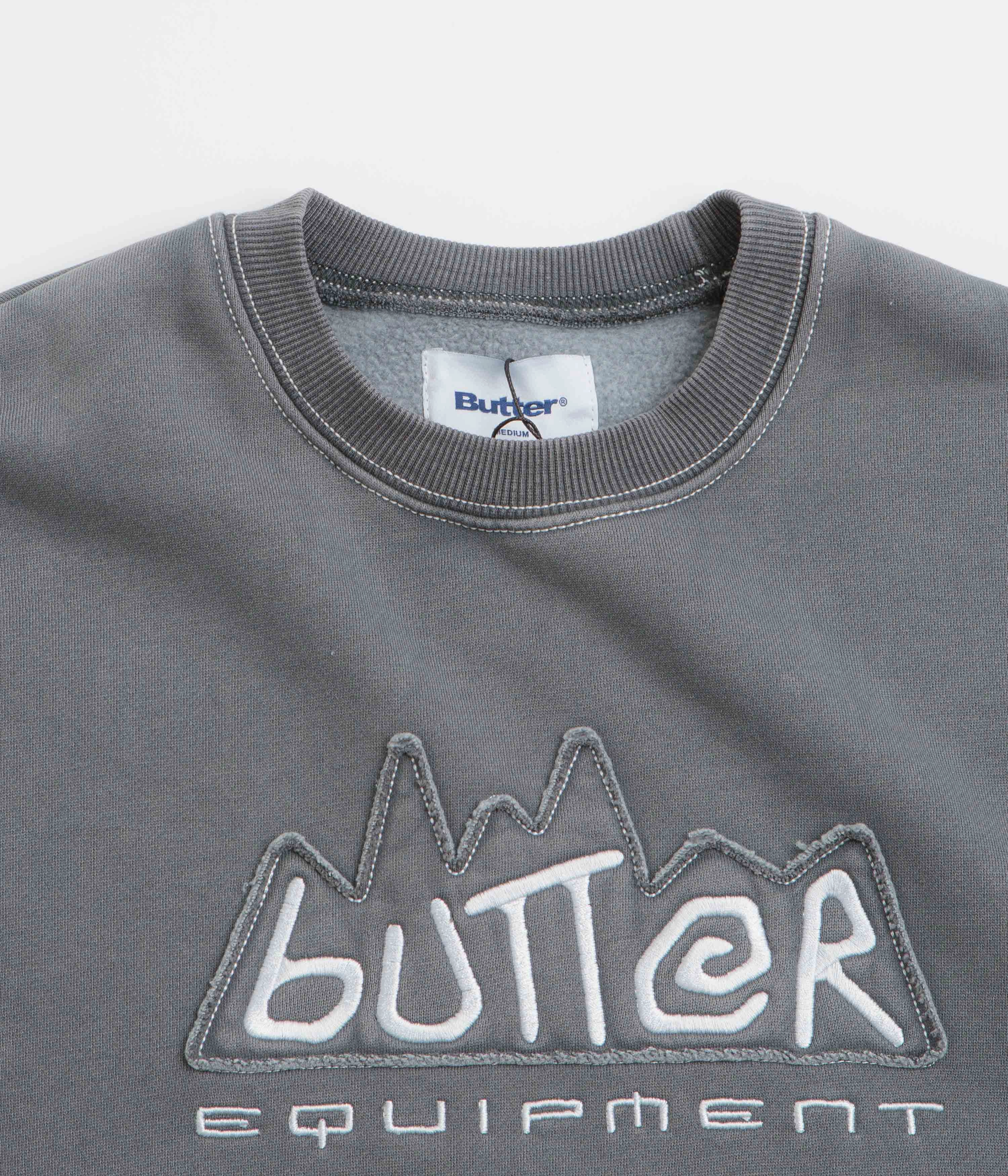 Butter Goods Equipment Applique Crewneck Sweatshirt - Washed Black product marketing Functional Design