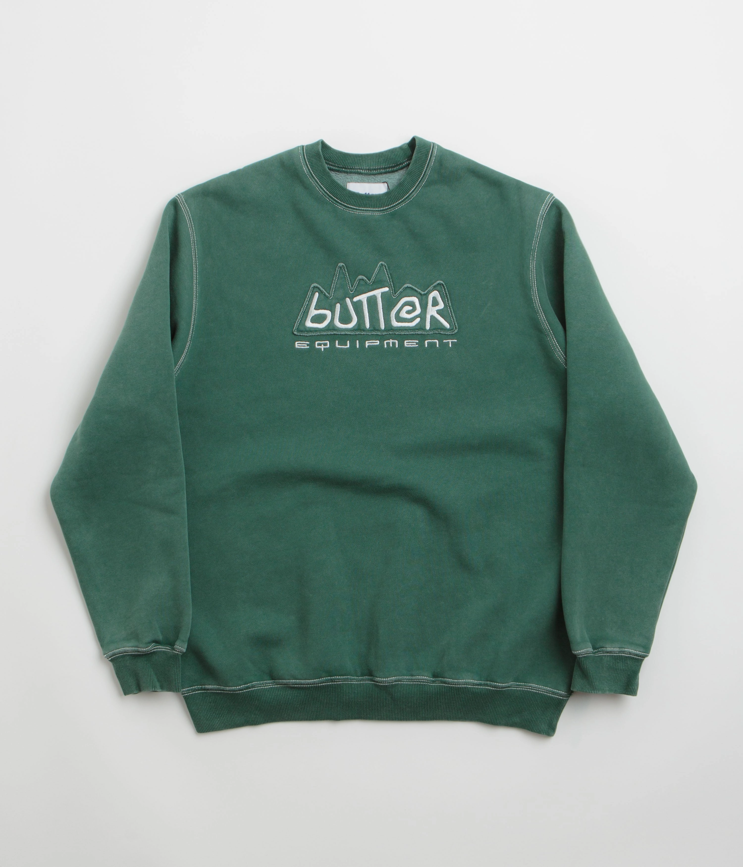 Collared Butter Goods Equipment Applique Crewneck Sweatshirt - Washed Fern
