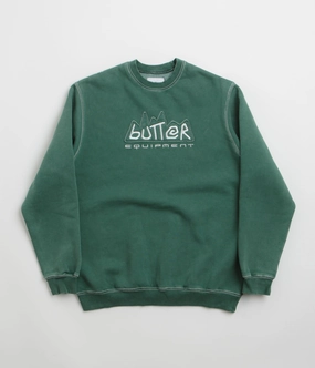 Collared Butter Goods Equipment Applique Crewneck Sweatshirt - Washed Fern