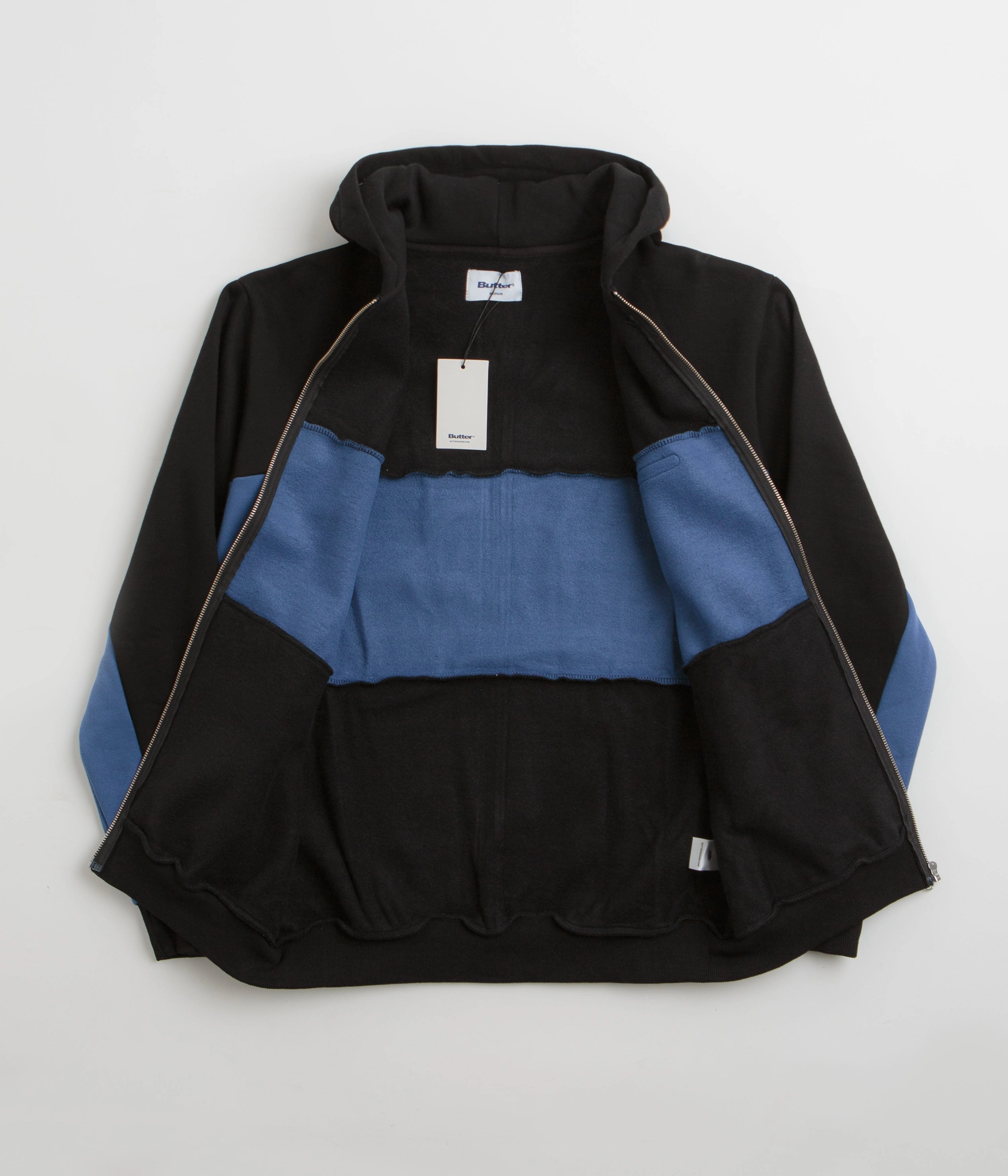 Safari Style Butter Goods Panel Zip-Thru Hoodie - Black