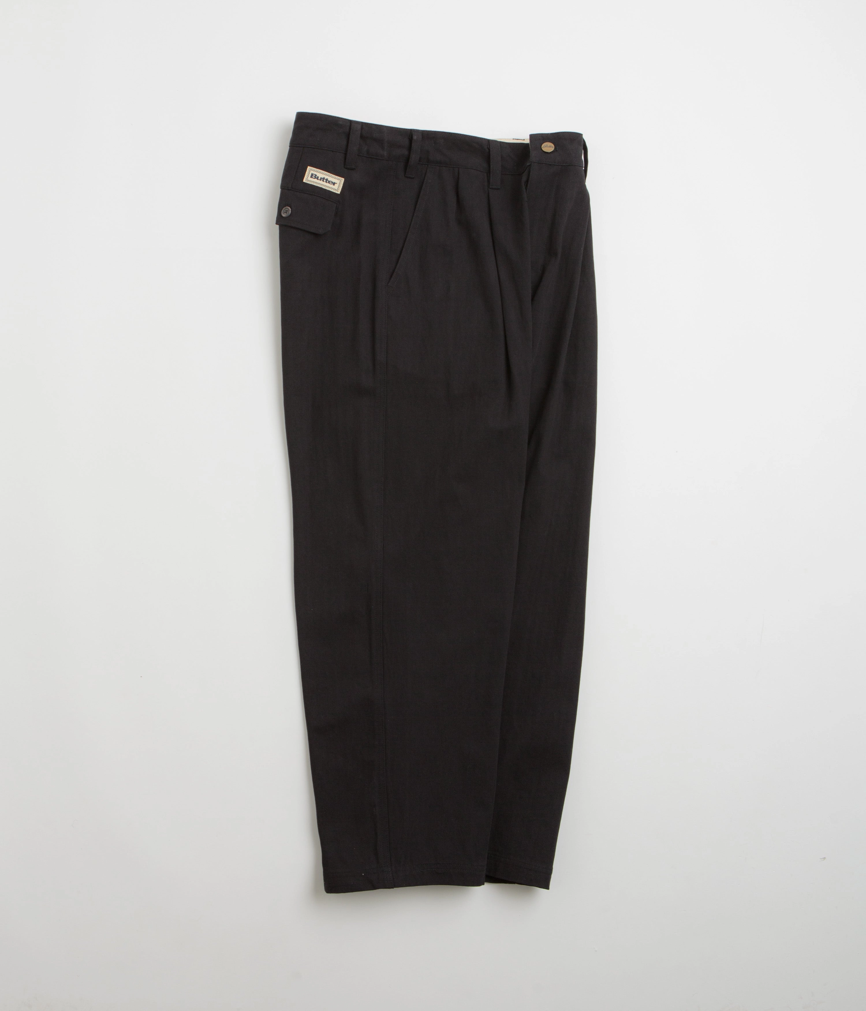 Butter Goods Pleated Trousers - Black Wide-leg cut Flattering Design Wear