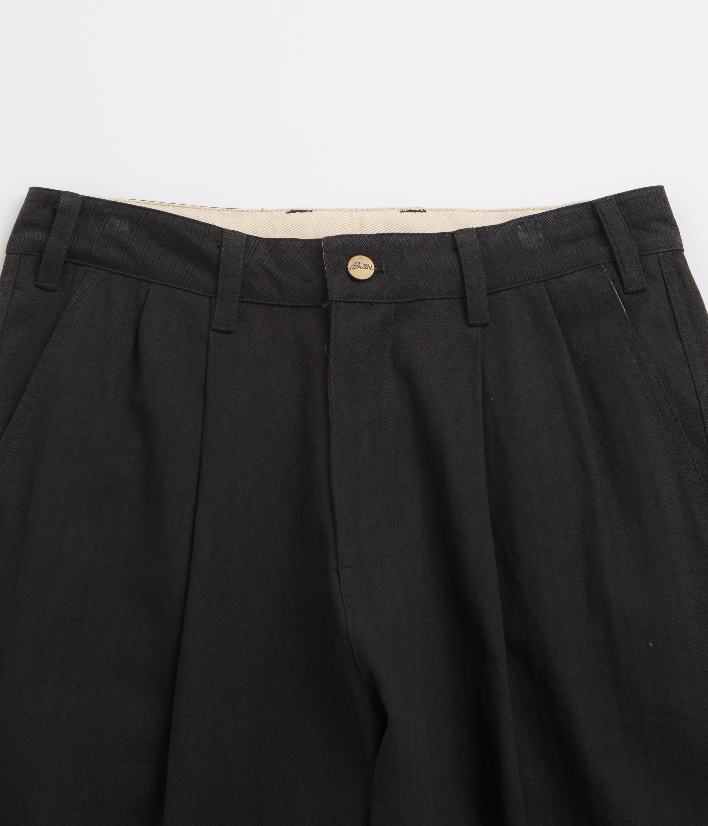 Breathable fabric Soft and Cozy Butter Goods Pleated Trousers - Black