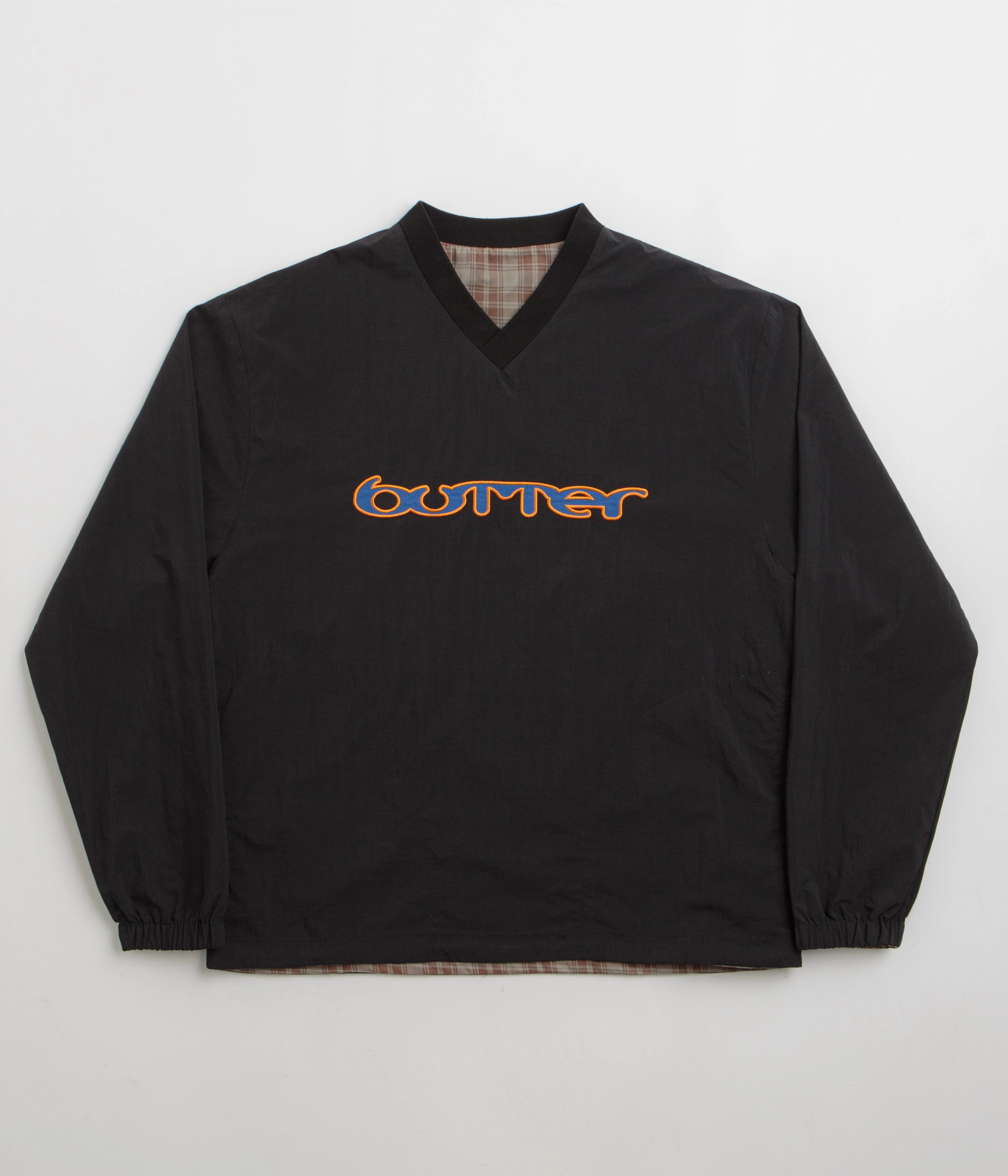 Butter Goods Reversible Dugout Pullover Jacket - Black / Stone Wind Proof Modular Layering System