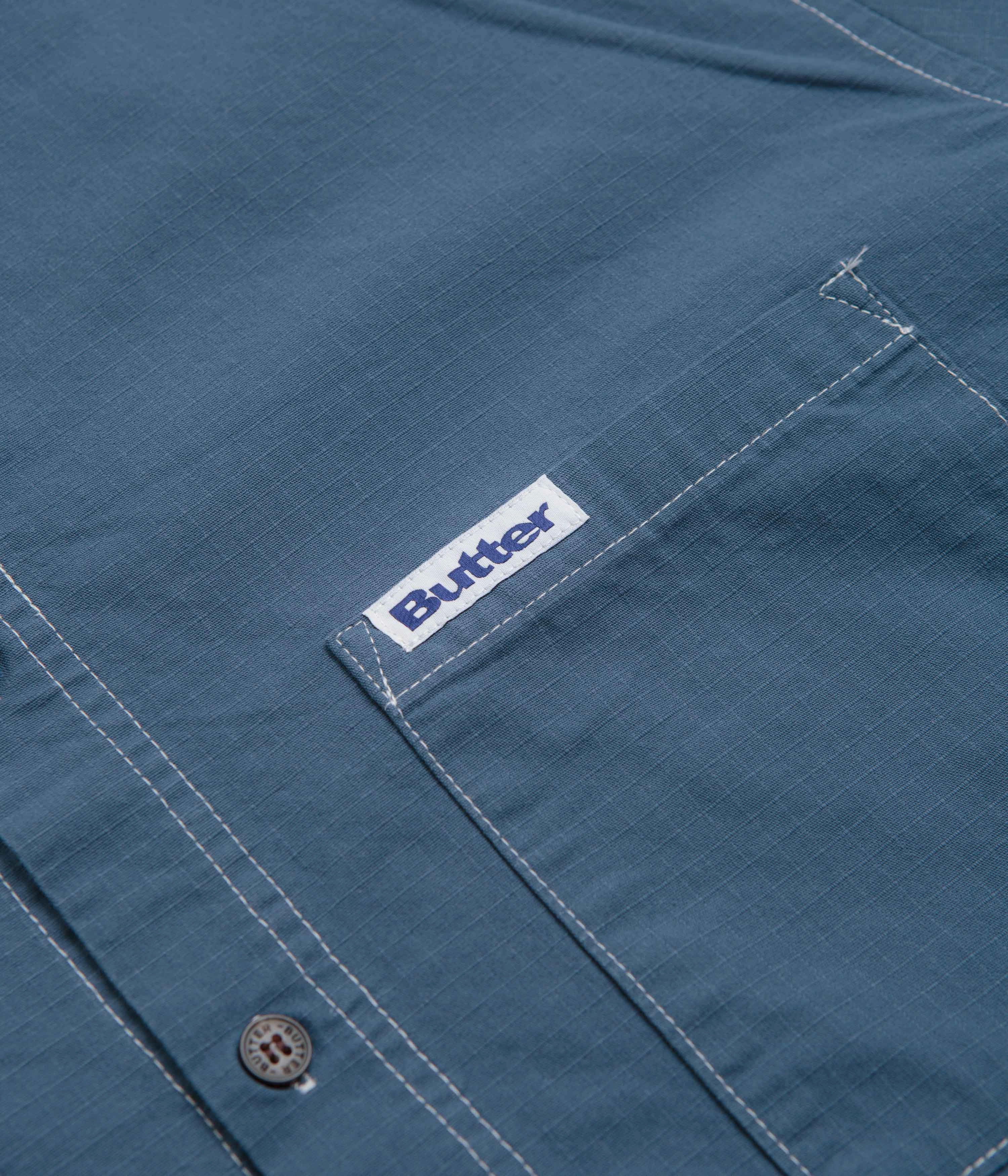 Butter Goods Ripstop Button Up Shirt - Work Blue Smart Casual