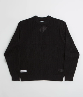 Anti-static Classic Hoodie Butter Goods Scribble Knit Sweatshirt - Black