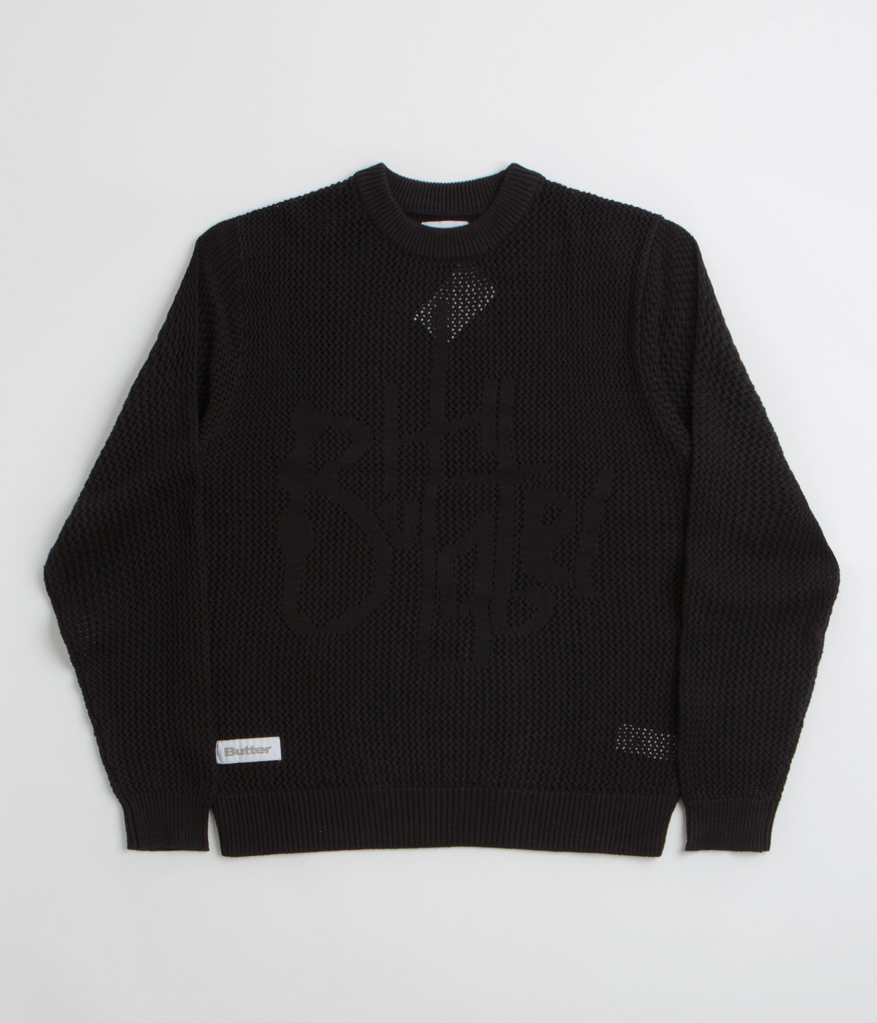 Anti-static Classic Hoodie Butter Goods Scribble Knit Sweatshirt - Black