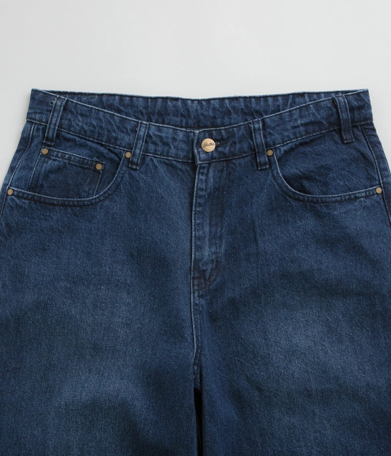 Butter Goods Wide Cut Jeans - Washed Slub Blue Clean Silhouette Versatile Winter Warmth