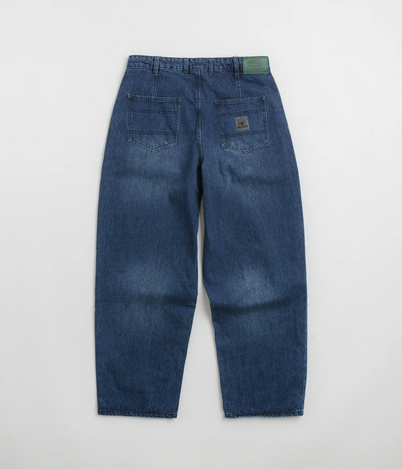 Rainy Day Chill Outfit Nature Lover Plain Comfort Butter Goods Wide Cut Jeans - Washed Slub Blue