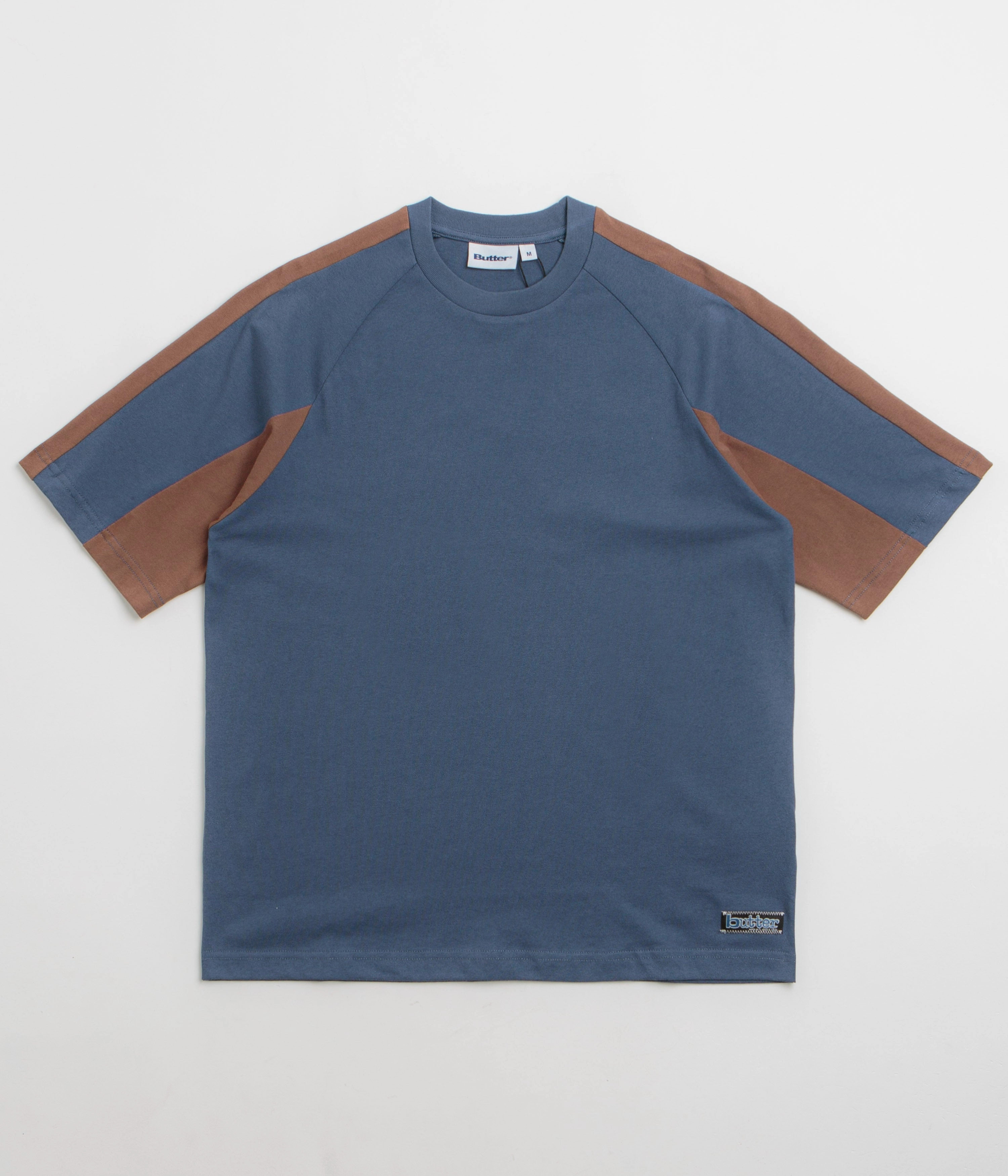 Butter Goods Worldwide Panelled T-Shirt - Denim Relaxed Torso Fit