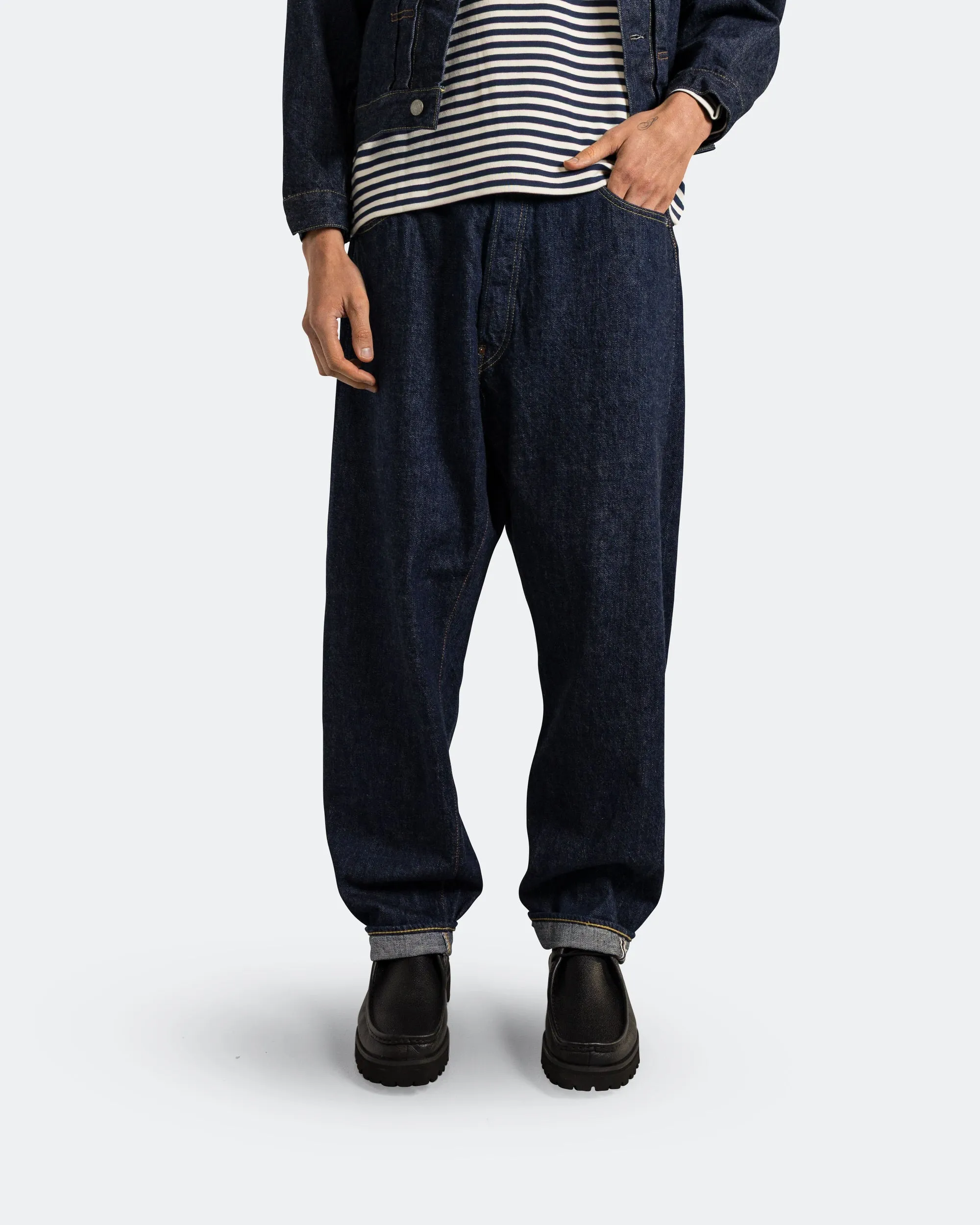 Grand Dad's Fit Denim Pants - One Wash Outdoor Outfit Relax Mode