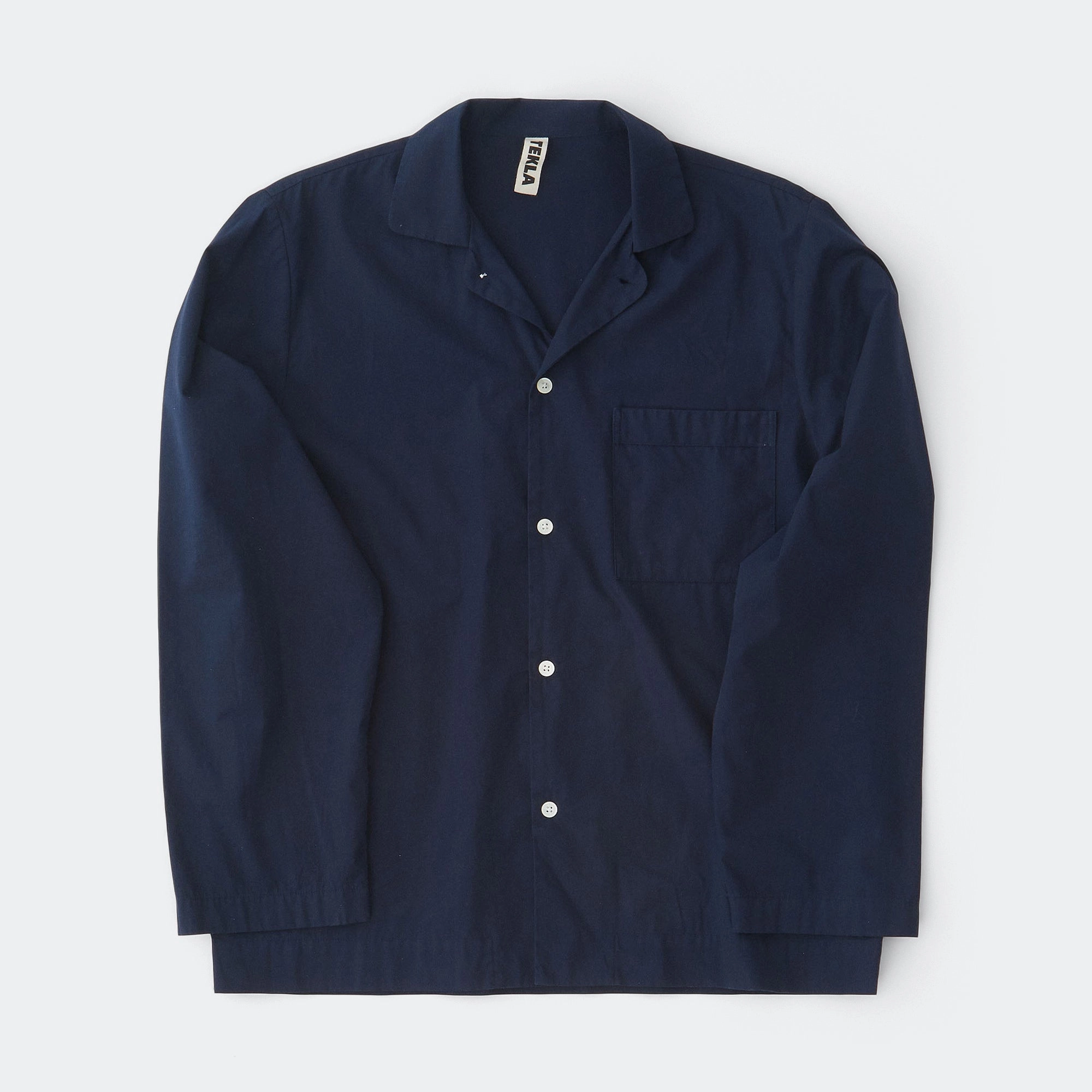 Pyjama Shirt - True Navy Cotton Poplin Zip Front Party outfit