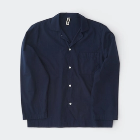 Subtle Print youth trend Pyjama Shirt - True Navy Cotton Poplin